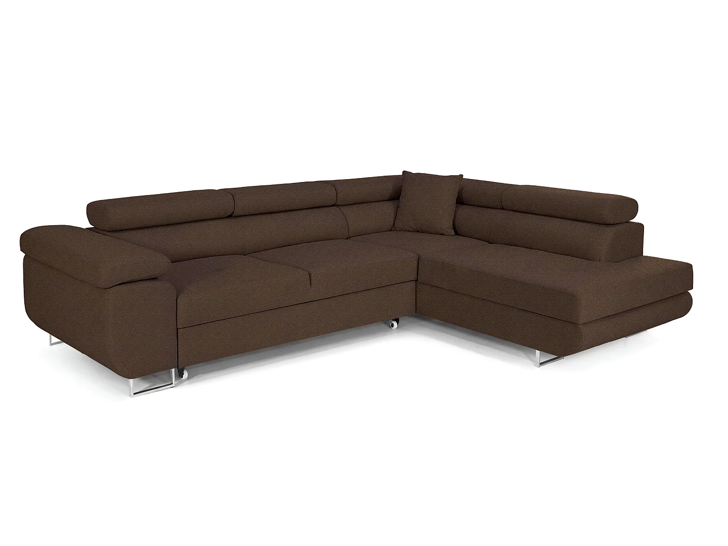 Canapé-Lit en Forme de L COMFORTINO FURNITURE PASTI avec Rangement Marron Foncé Design Moderne Angle Gauche