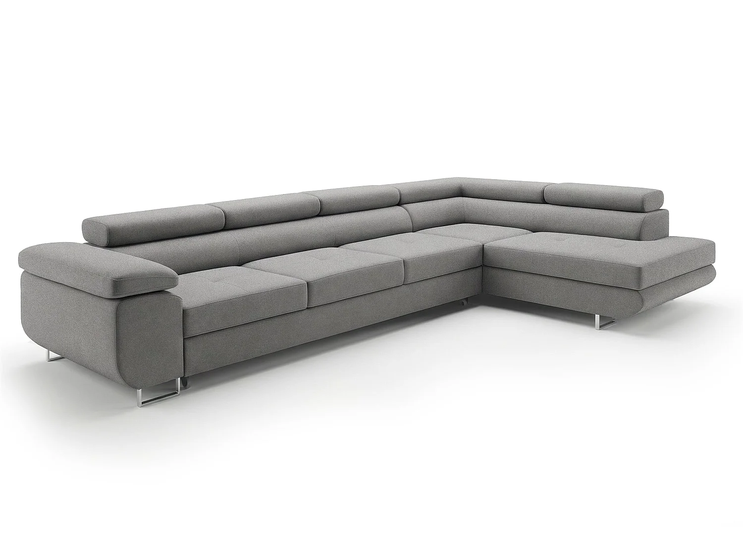 Canapé-Lit Moderne en Forme de L avec Rangement Tissu Velours Gris Clair 3 Places Ecksofa PASTI XL