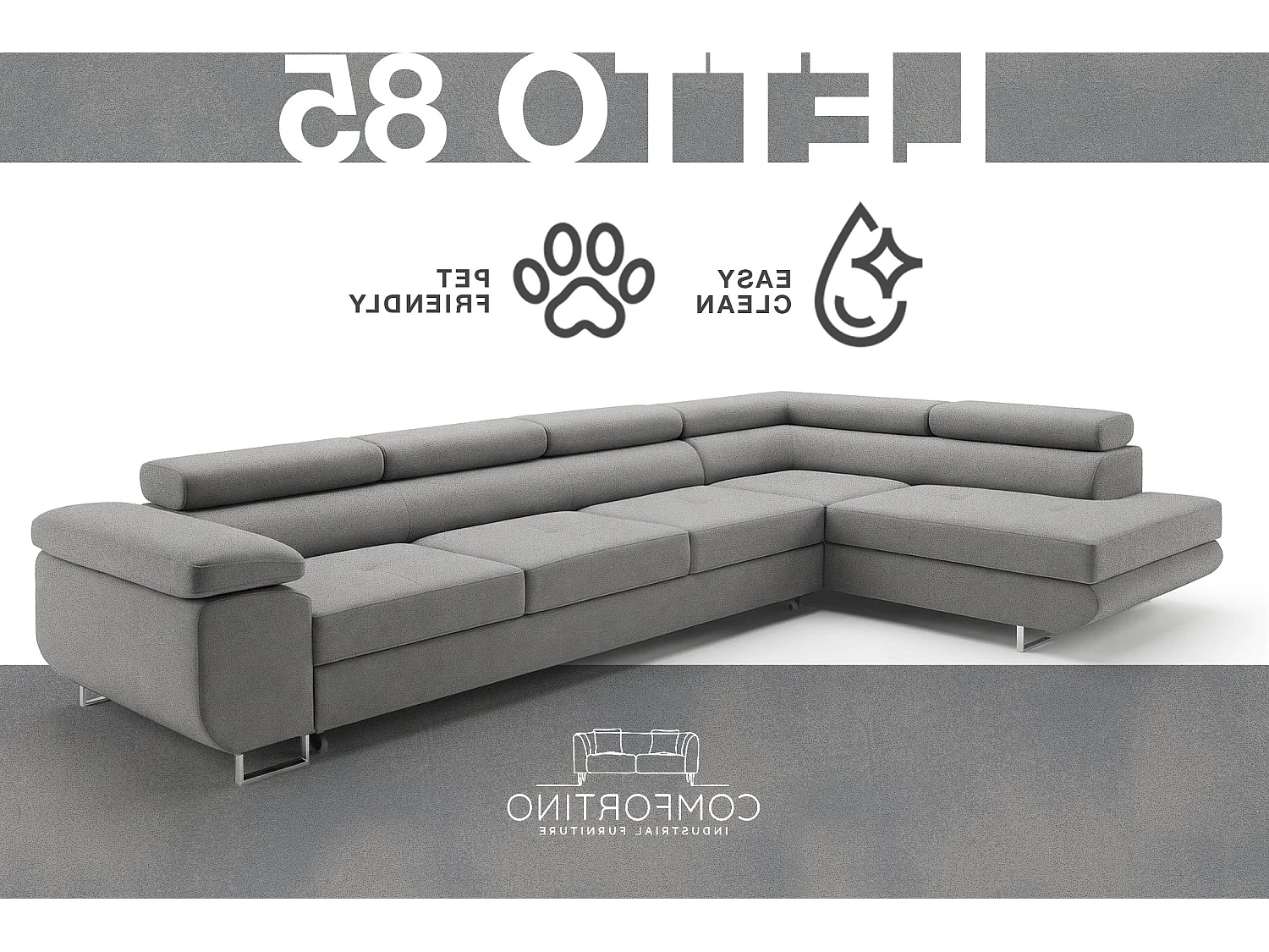 Canapé-Lit Moderne en Forme de L avec Rangement Tissu Velours Gris Clair 3 Places Ecksofa PASTI XL