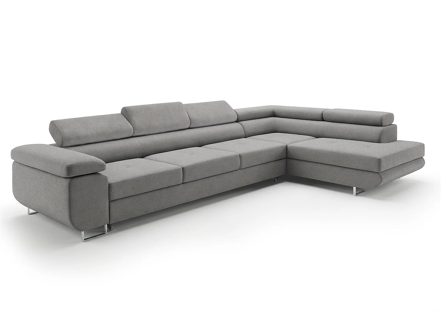 Canapé-Lit Moderne en Forme de L avec Rangement Tissu Velours Gris Clair 3 Places Ecksofa PASTI XL