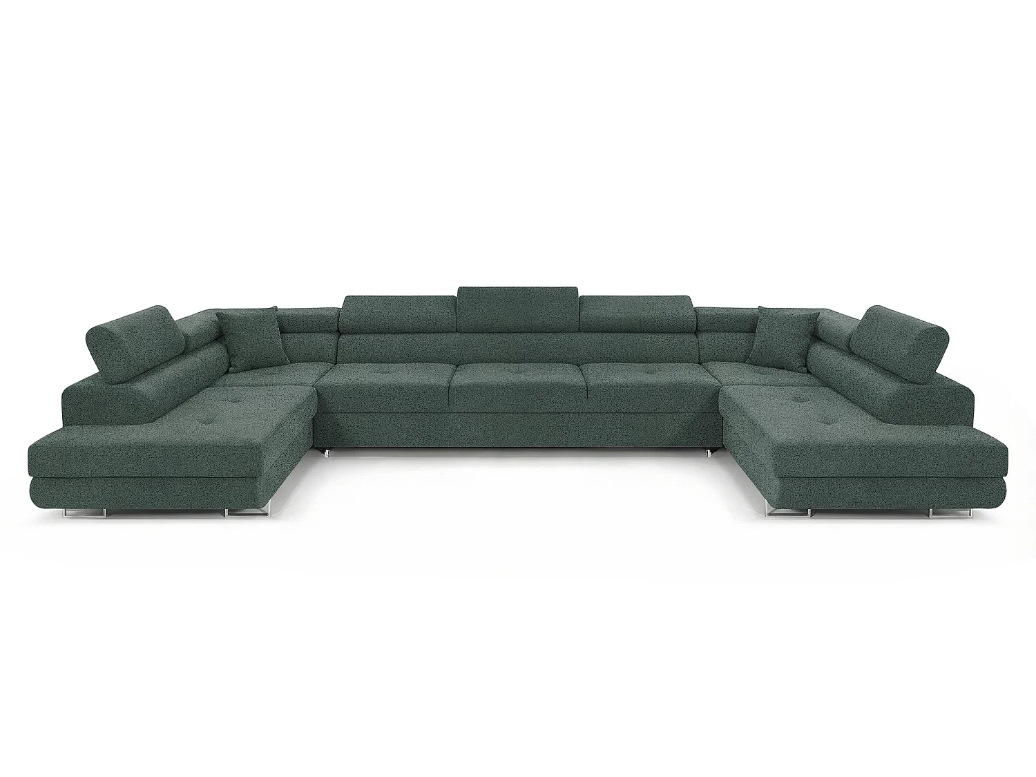 Canapé-lit moderne en forme de U avec rangement en tissu velours vert sauge - BIG PASTI U