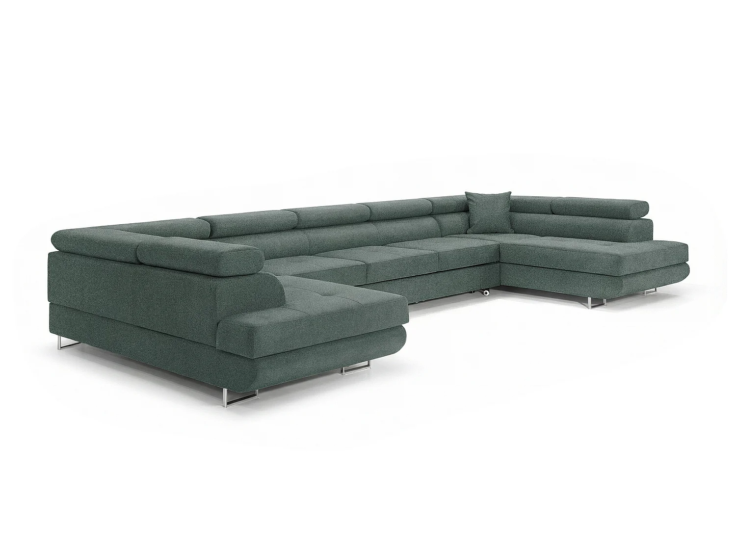 Canapé-lit moderne en forme de U avec rangement en tissu velours vert sauge - BIG PASTI U