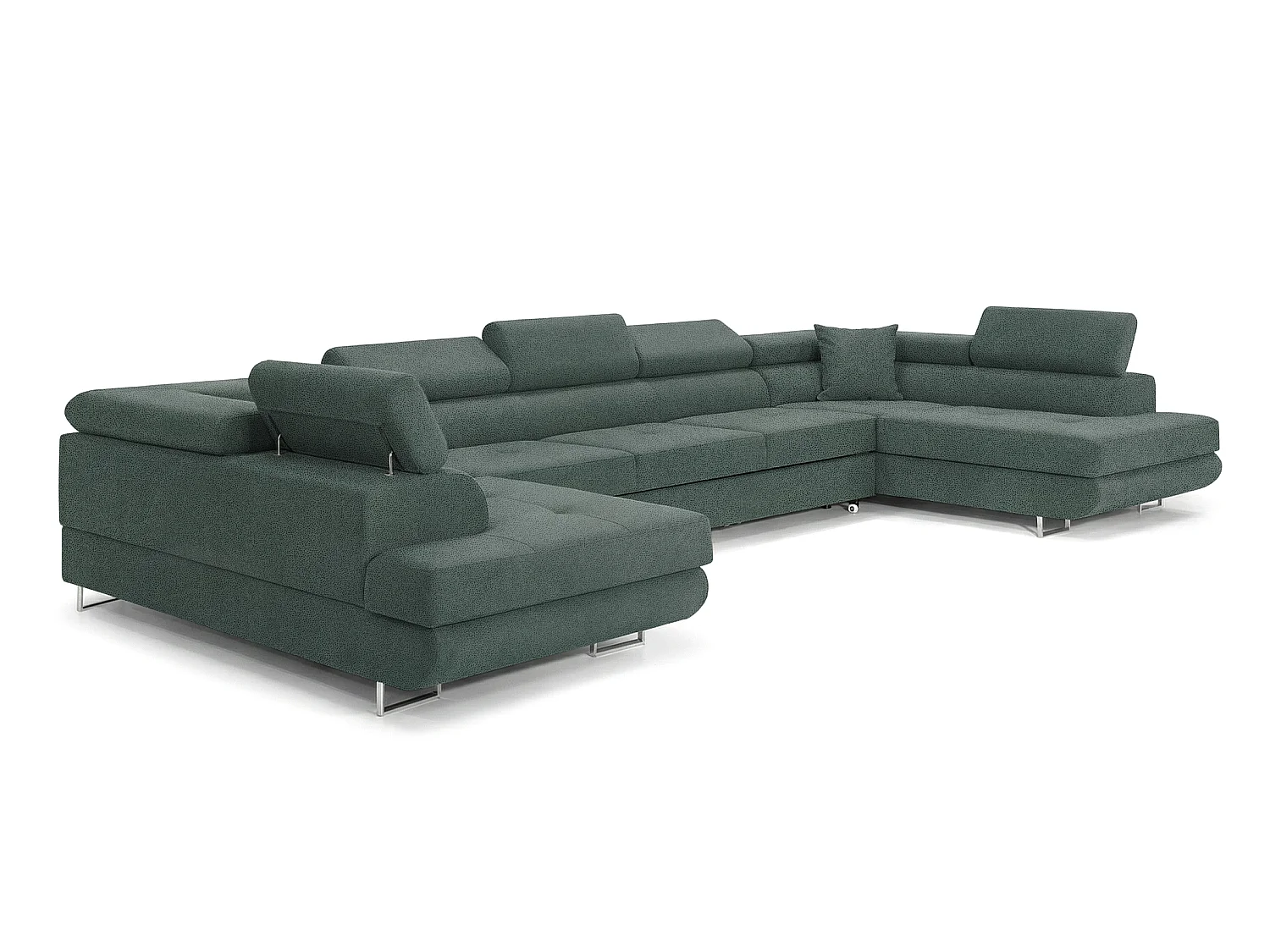 Canapé-lit moderne en forme de U avec rangement en tissu velours vert sauge - BIG PASTI U