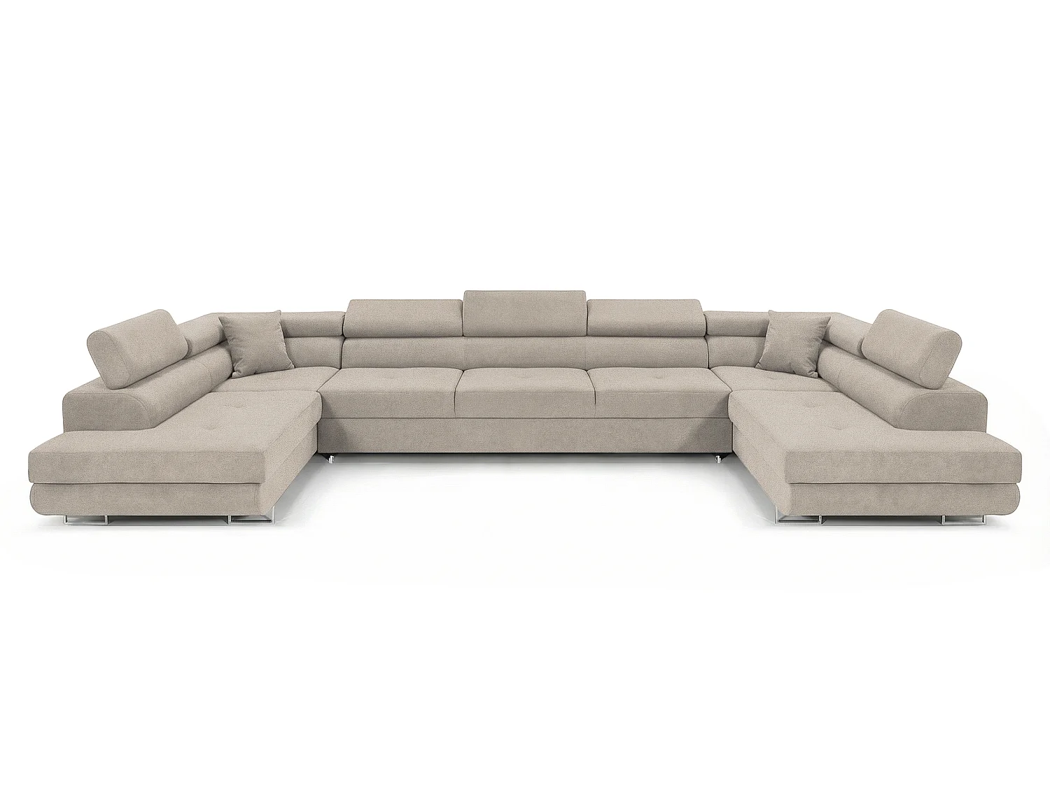 COMFORTINO FURNITURE Canapé d'angle avec fonction couchage BIG PASTI U Canapé en U avec coffre de rangement Crème-Beige