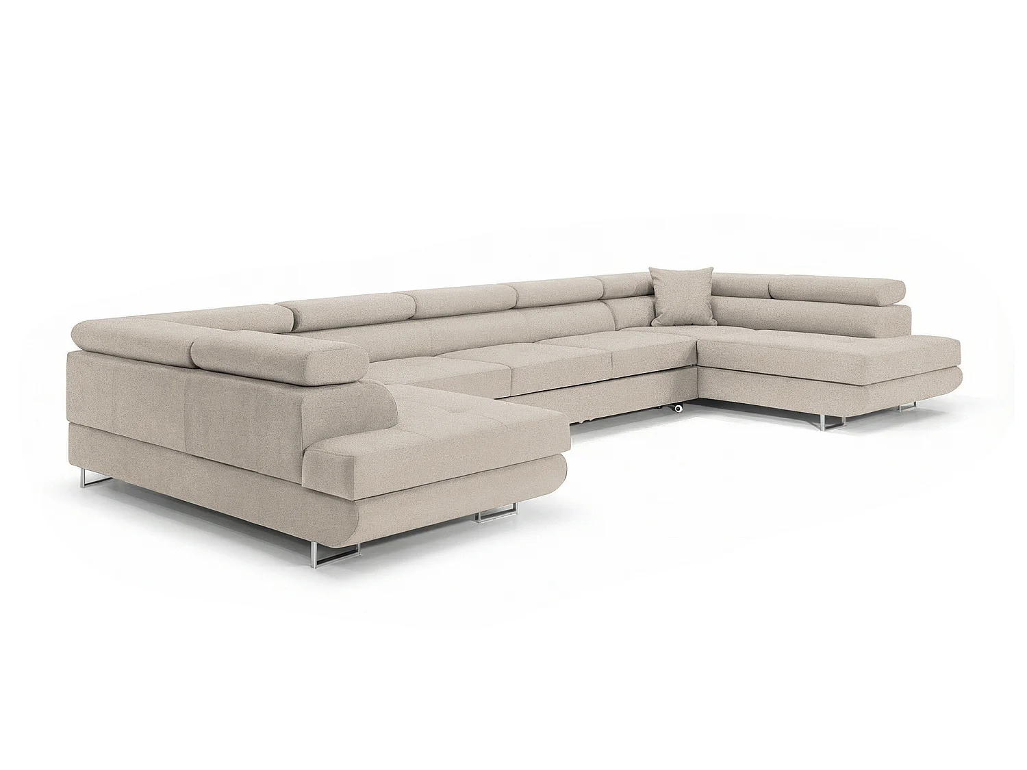 COMFORTINO FURNITURE Canapé d'angle avec fonction couchage BIG PASTI U Canapé en U avec coffre de rangement Crème-Beige