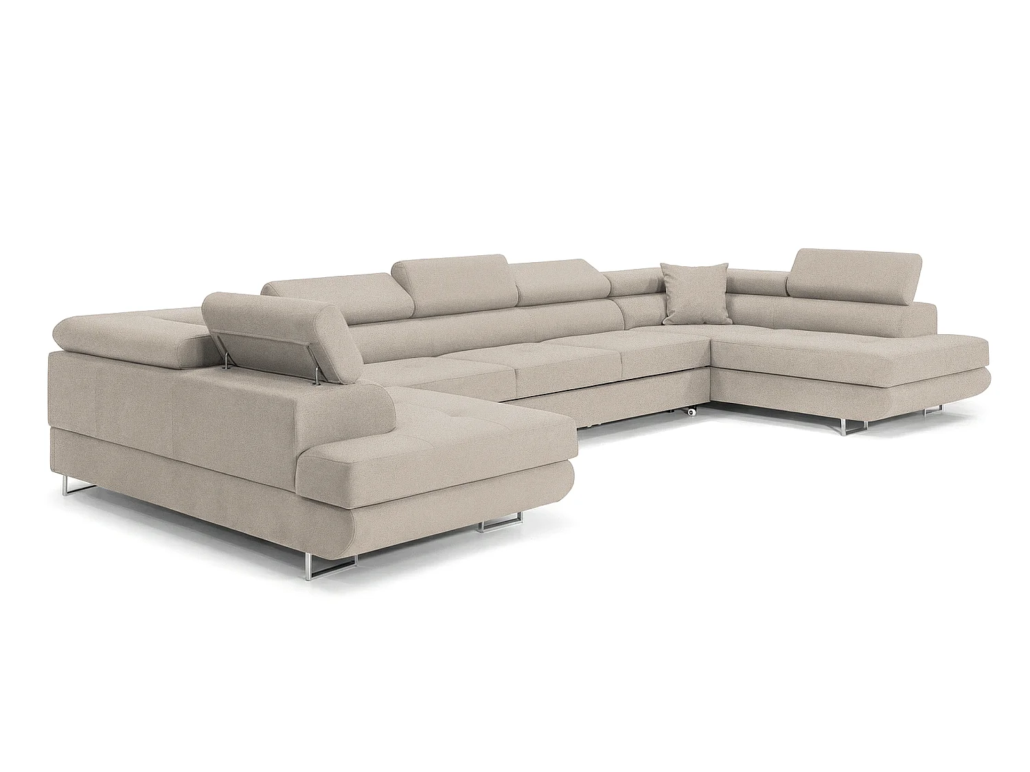 COMFORTINO FURNITURE Canapé d'angle avec fonction couchage BIG PASTI U Canapé en U avec coffre de rangement Crème-Beige