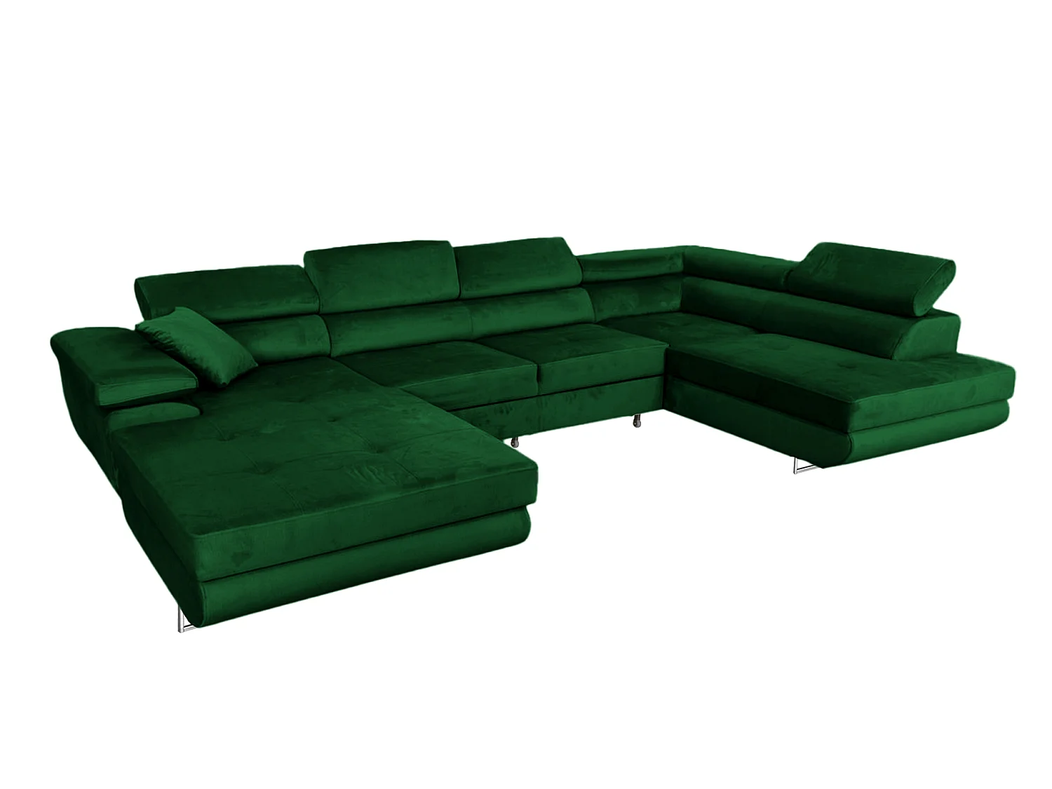 Canapé-lit en U avec Rangement en Velours Vert Angle Droit COMFORTINO FURNITURE Rodrigo