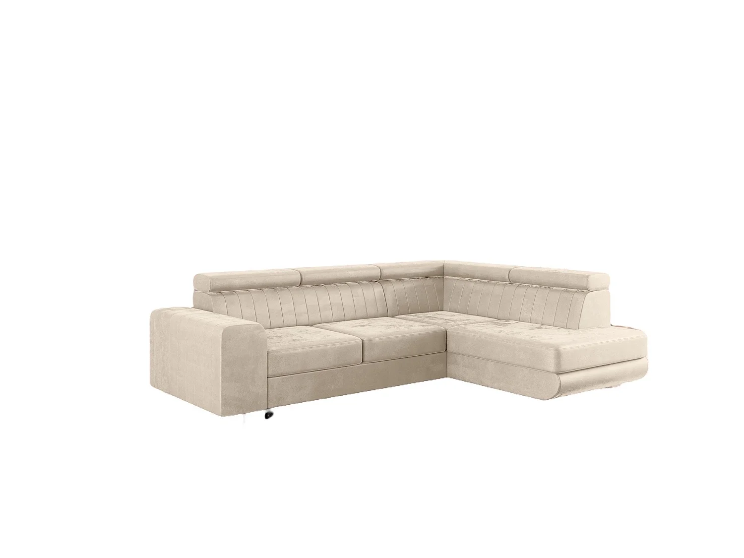 Canapé-Lit Comfortino Furniture NOLA en Forme de L Velours avec Rangement Beige Angle Droit 3 Places
