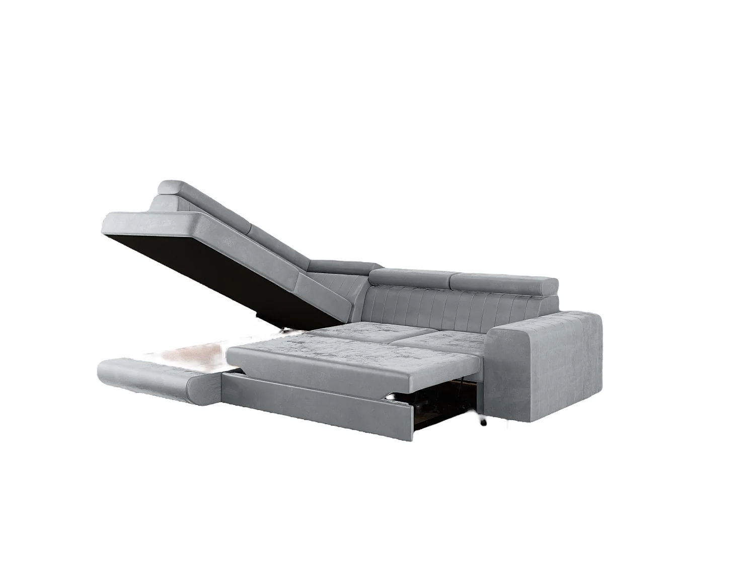 Canapé-Lit Comfortino Furniture NOLA en Forme de L Velours avec Rangement Beige Angle Droit 3 Places
