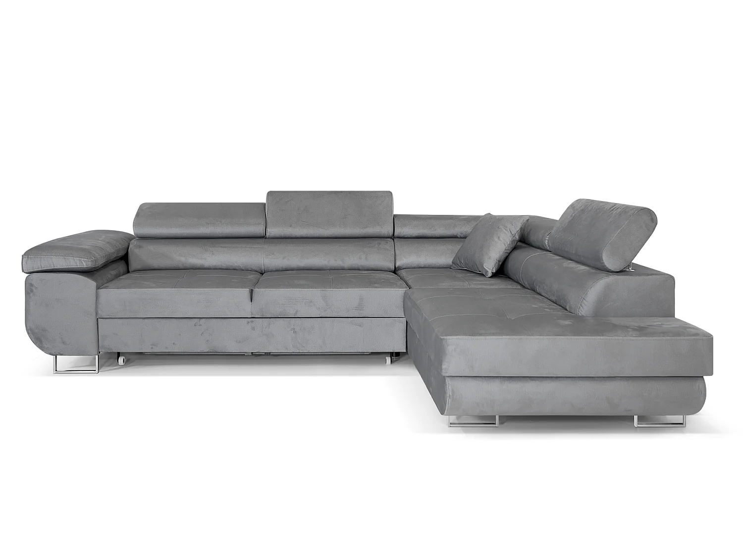 Canapé-Lit Comfortino Furniture NOLA en Forme de L Velours avec Rangement Beige Angle Droit 3 Places