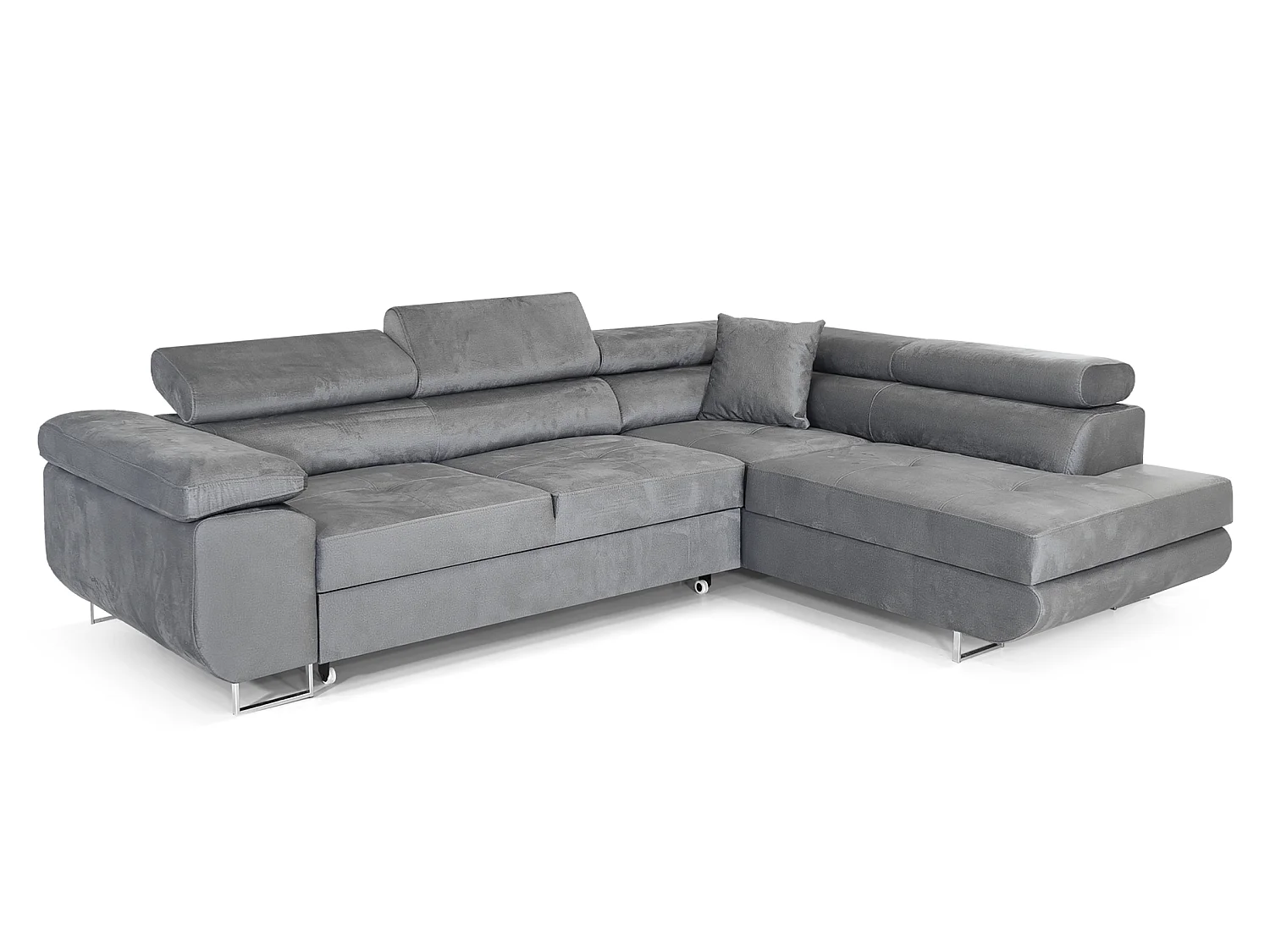 Canapé-Lit Comfortino Furniture NOLA en Forme de L Velours avec Rangement Beige Angle Droit 3 Places