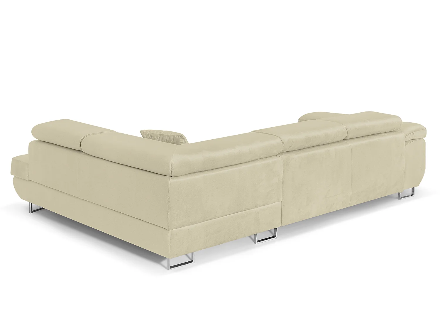 Canapé-lit en velours en forme de L COMFORTINO FURNITURE avec rangement Luna Gris Clair Angle Droit