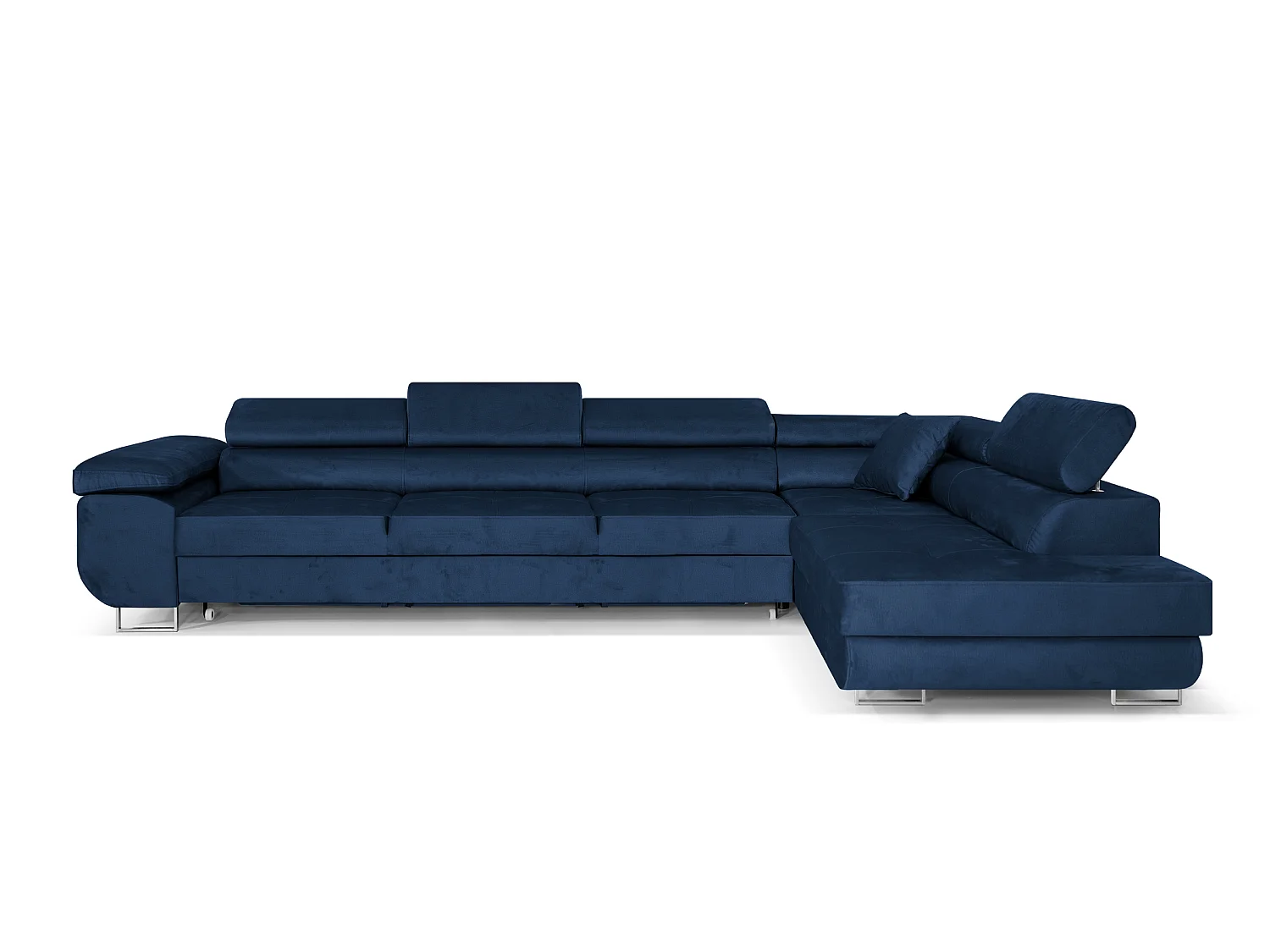 Canapé-Lit Moderne en Forme de L en Velours Bleu avec Rangement - PASTI XL
