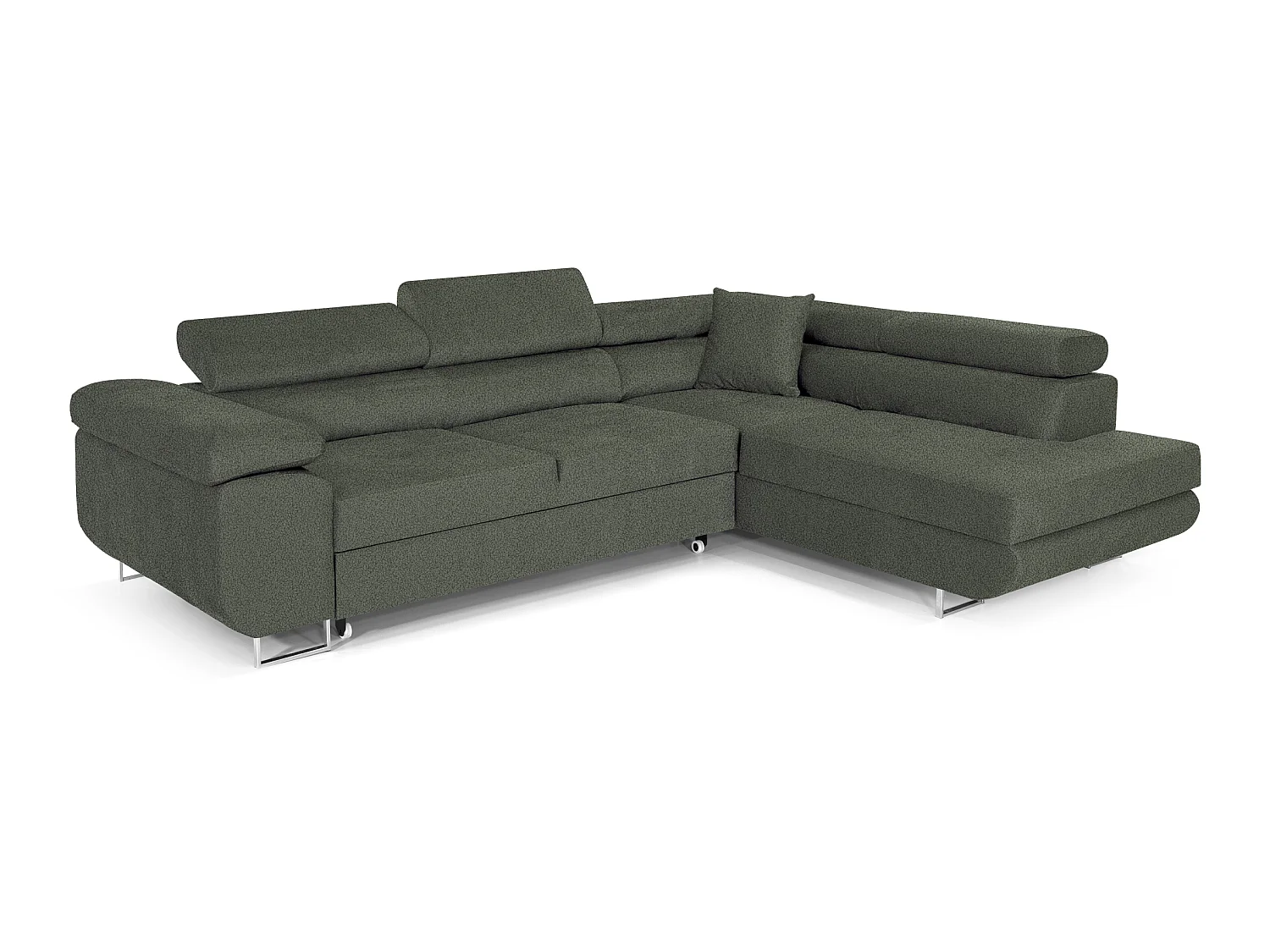 Canapé-Lit Moderne en Forme de L en Velours Bleu avec Rangement - PASTI XL