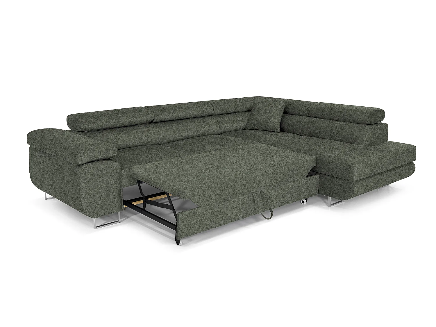 Canapé-Lit Moderne en Forme de L en Velours Bleu avec Rangement - PASTI XL