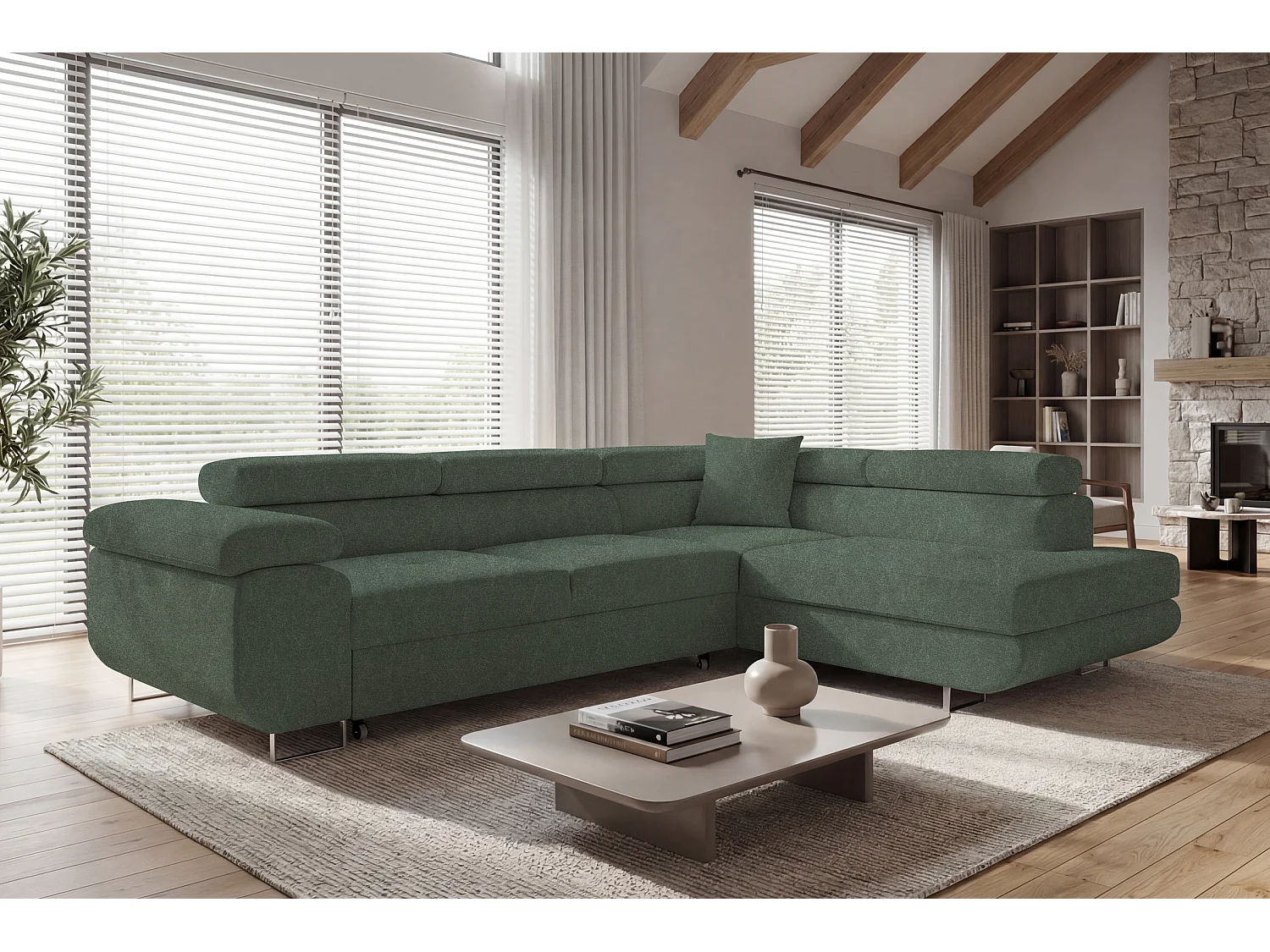 Comfortino Meubles Canapé-Lit en Velours NOLA L-Form avec Rangement Gris Anthracite Angle Droit