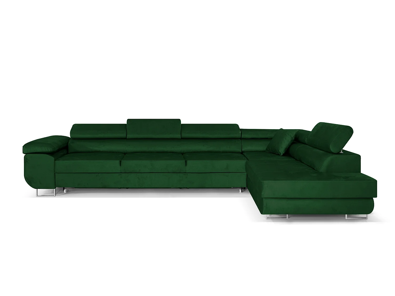 Canapé-Lit Comfortino Furniture PASTI XL L-Form avec Rangement Velours Vert 3 Places Style Moderne