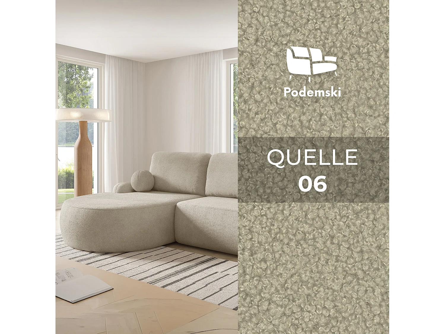 Canapé-Lit Comfortino Furniture Miki en Forme de L avec Rangement Beige Angle Droit Style Moderne