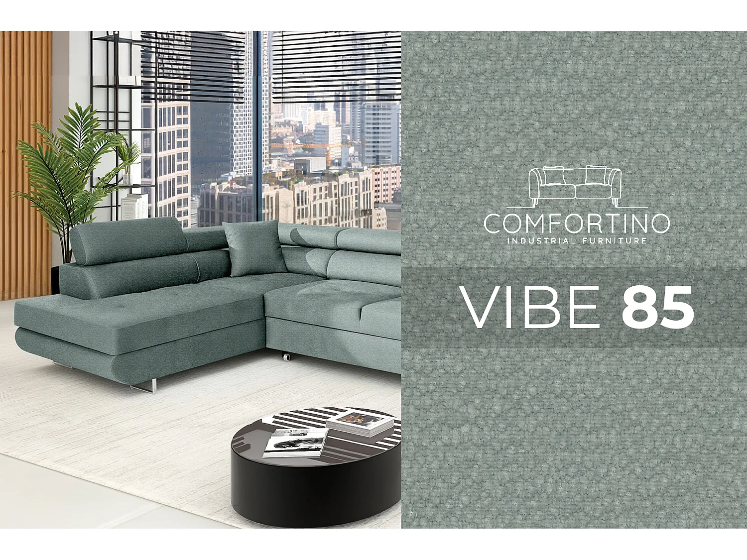 Canapé-lit en forme de L élégant en menthe avec rangement - MOBILIER COMFORTINO PASTI