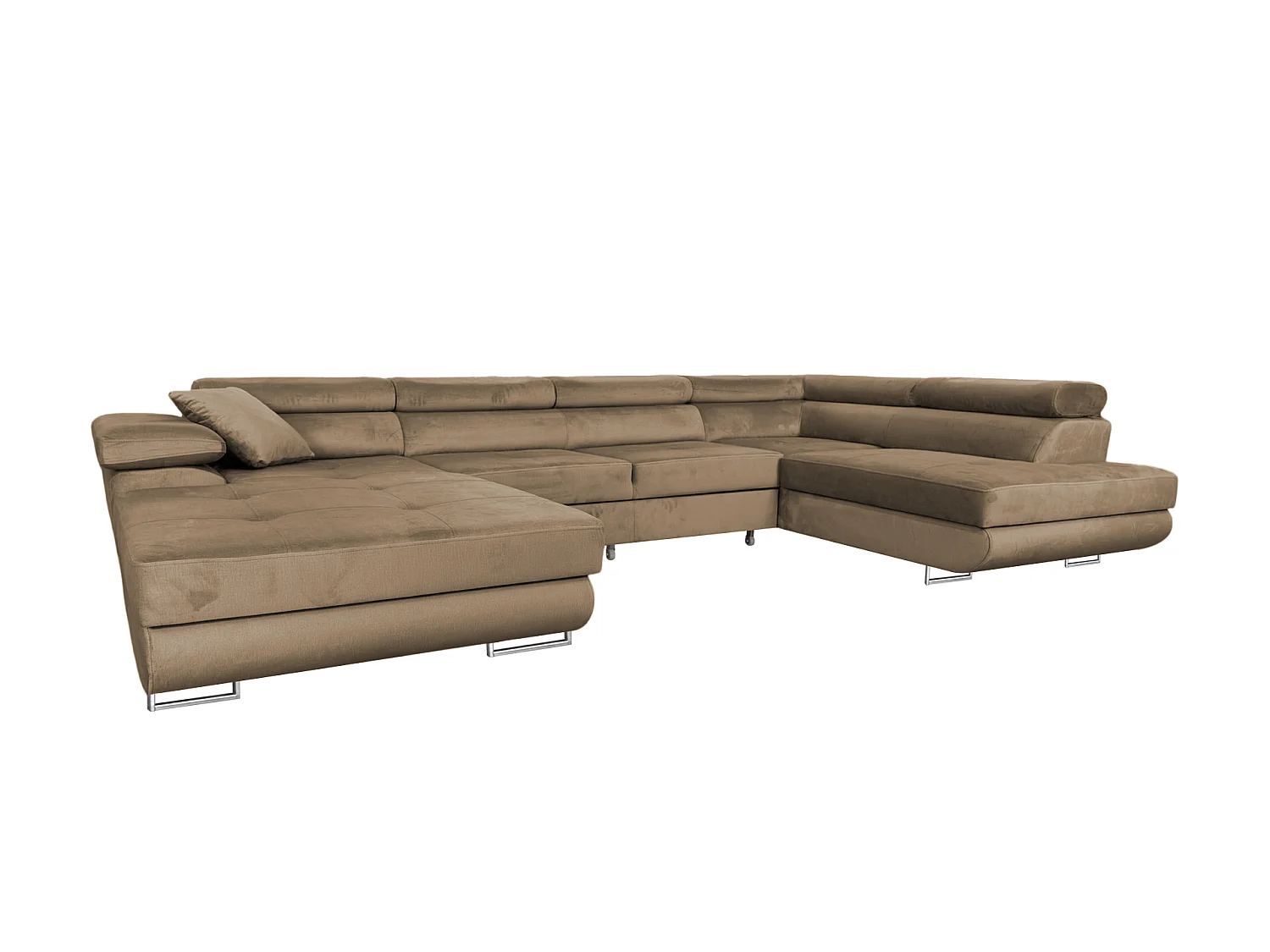 Canapé-Lit en Forme de U avec Rangement Rodrigo de COMFORTINO FURNITURE Marron Clair Angle Droit
