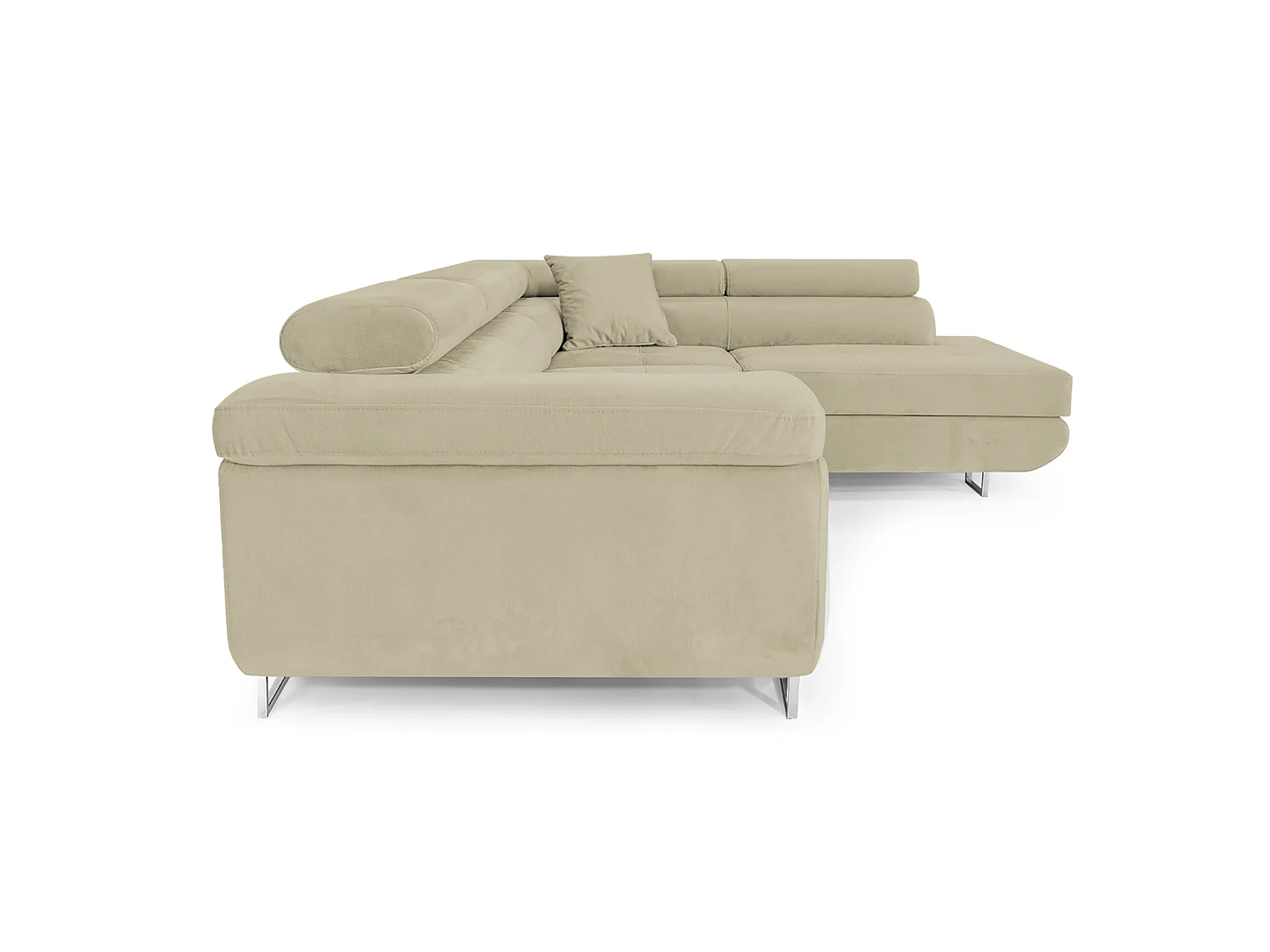 Canapé-Lit en Velours en Forme de L COMFORTINO FURNITURE avec Rangement Luna Gris Angle Gauche