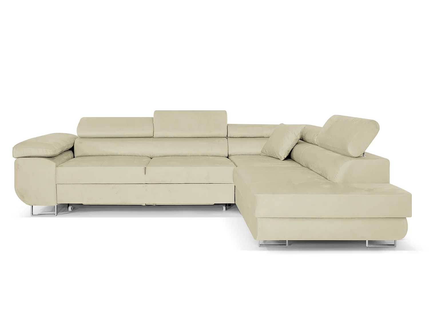 Canapé-Lit en Velours en Forme de L COMFORTINO FURNITURE avec Rangement Luna Gris Angle Gauche