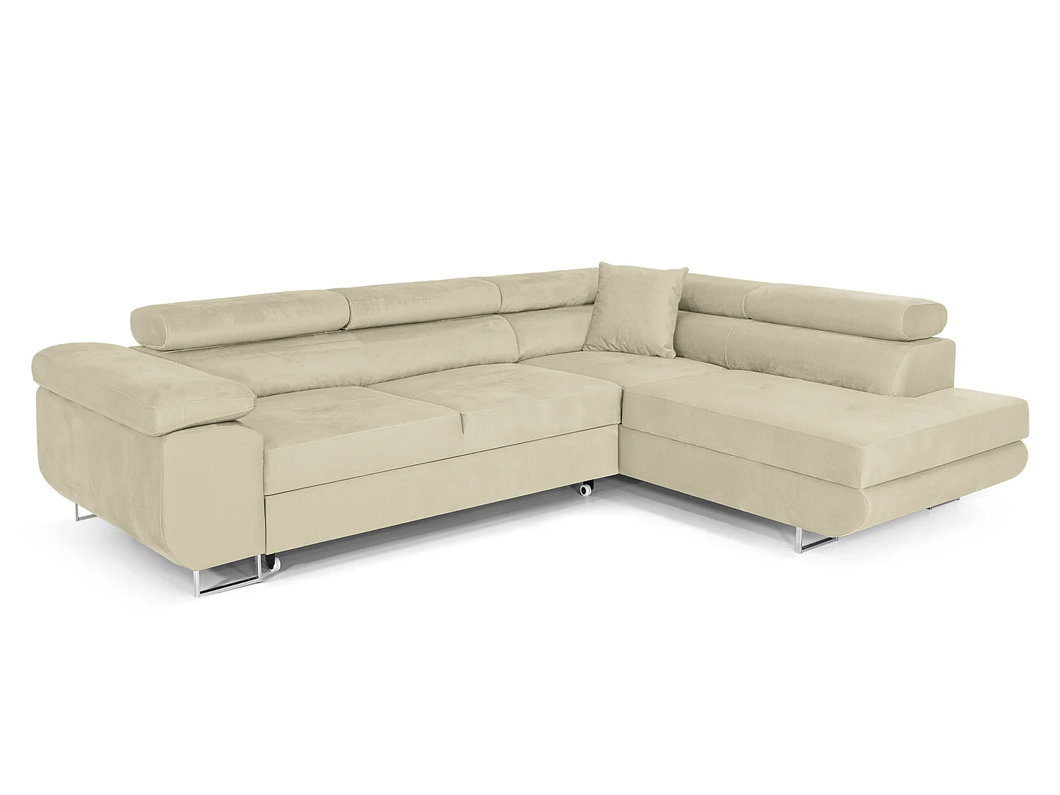 Canapé-Lit en Velours en Forme de L COMFORTINO FURNITURE avec Rangement Luna Gris Angle Gauche