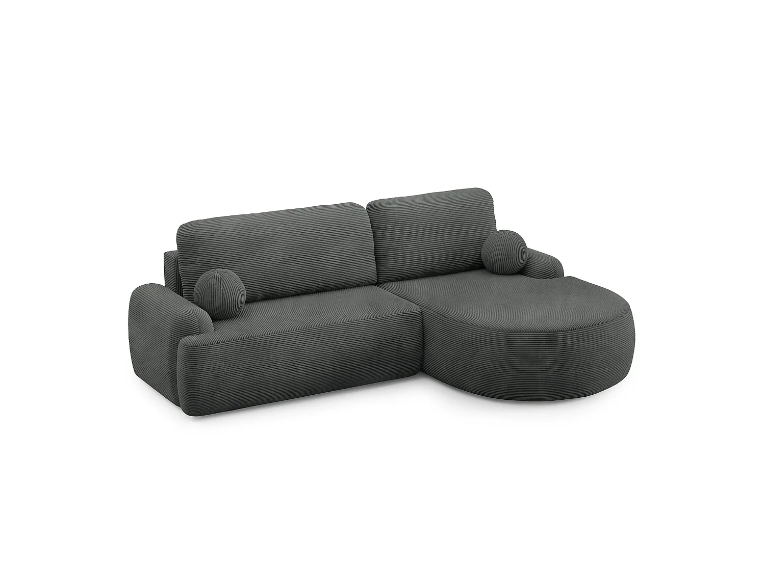 Canapé-Lit Moderne en Forme de L avec Rangement en Tissu Côtelé Gris Anthracite - MIKI