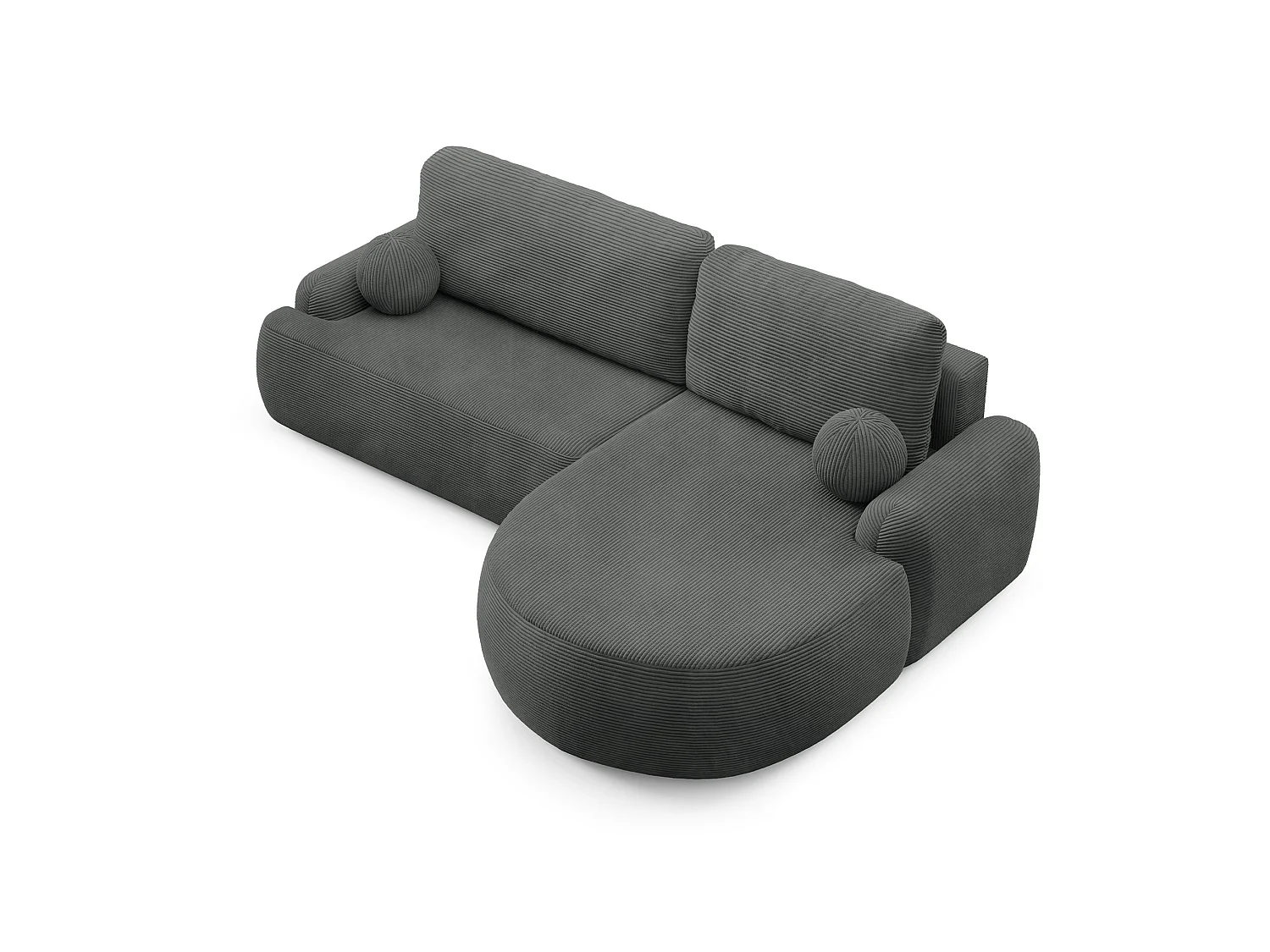 Canapé-Lit Moderne en Forme de L avec Rangement en Tissu Côtelé Gris Anthracite - MIKI