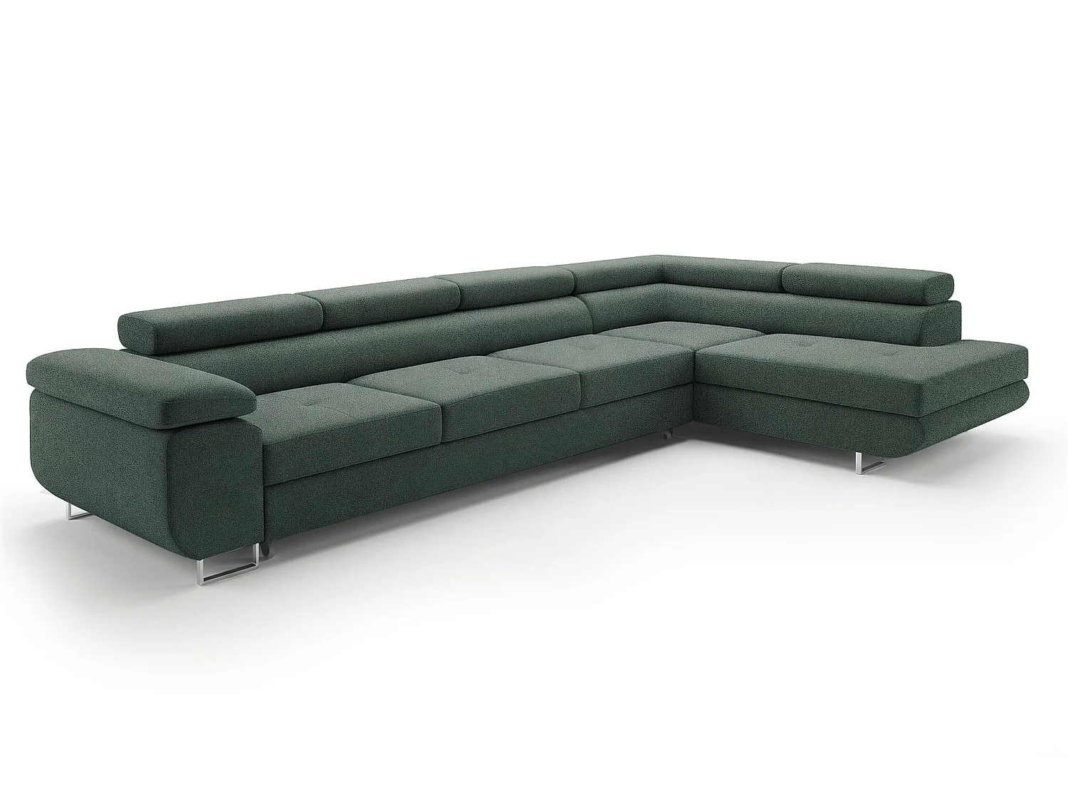Canapé-lit moderne en forme de L avec rangement en tissu de velours vert sauge - PASTI XL