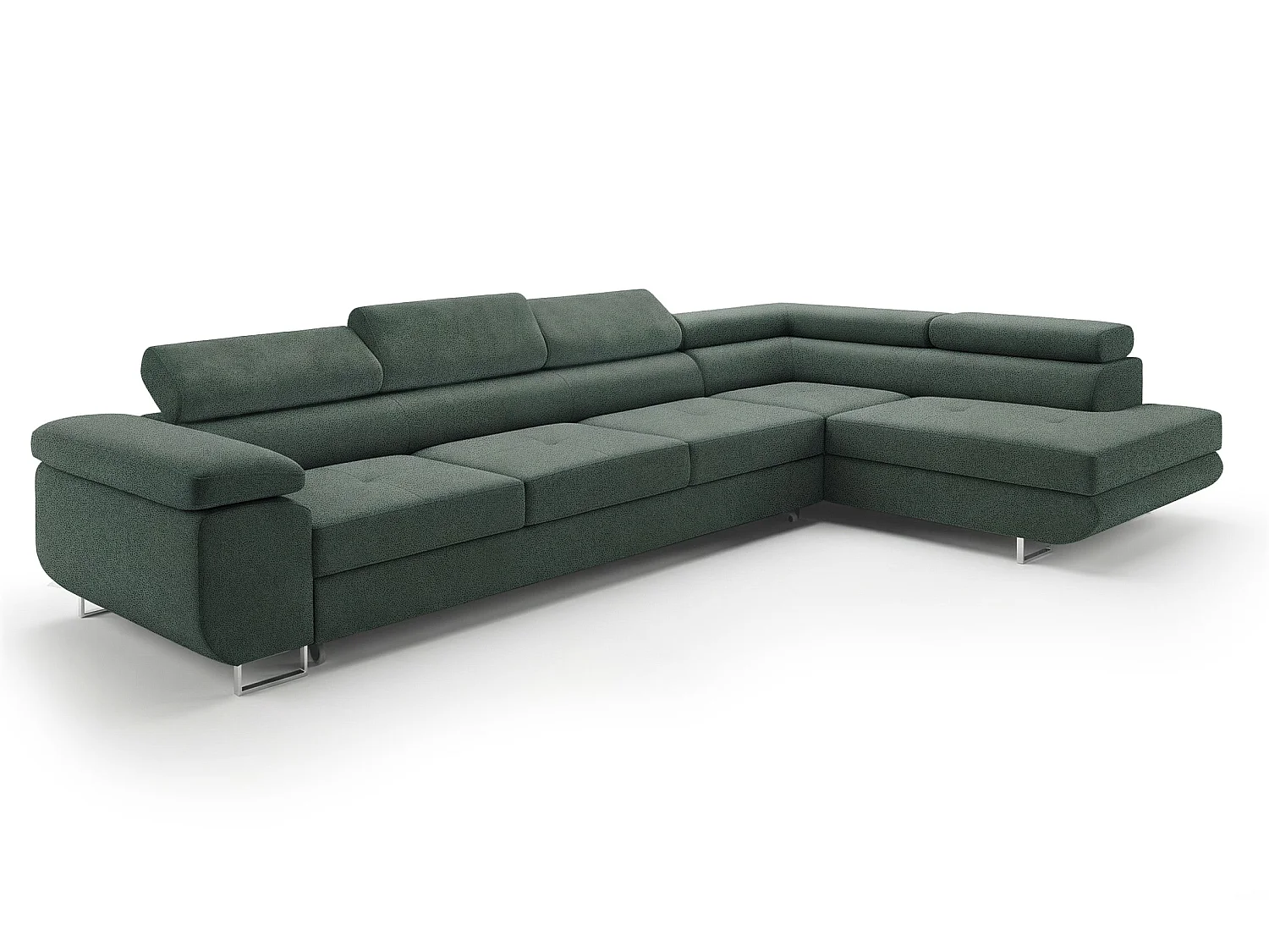 Canapé-lit moderne en forme de L avec rangement en tissu de velours vert sauge - PASTI XL