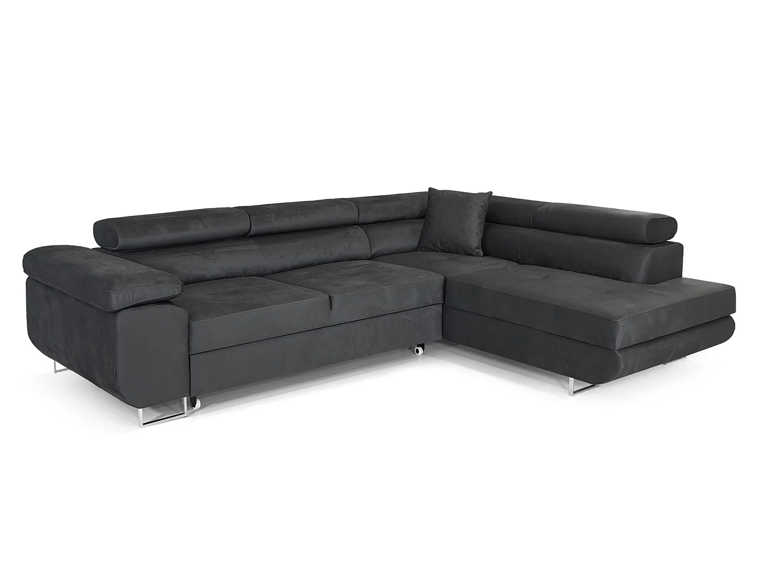 MEUBLES COMFORTINO PASTI Canapé-Lit en Forme de L en Velours avec Rangement Gris Anthracite Angle Droit