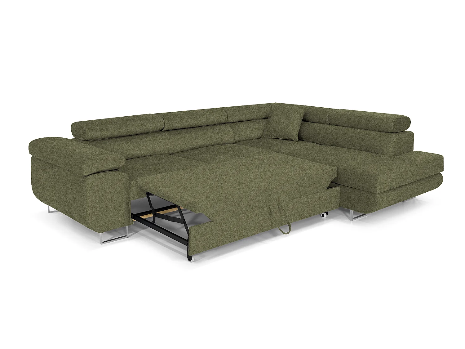 Canapé-Lit Moderne en Forme de L Vert Citron avec Compartiment de Rangement - PASTI