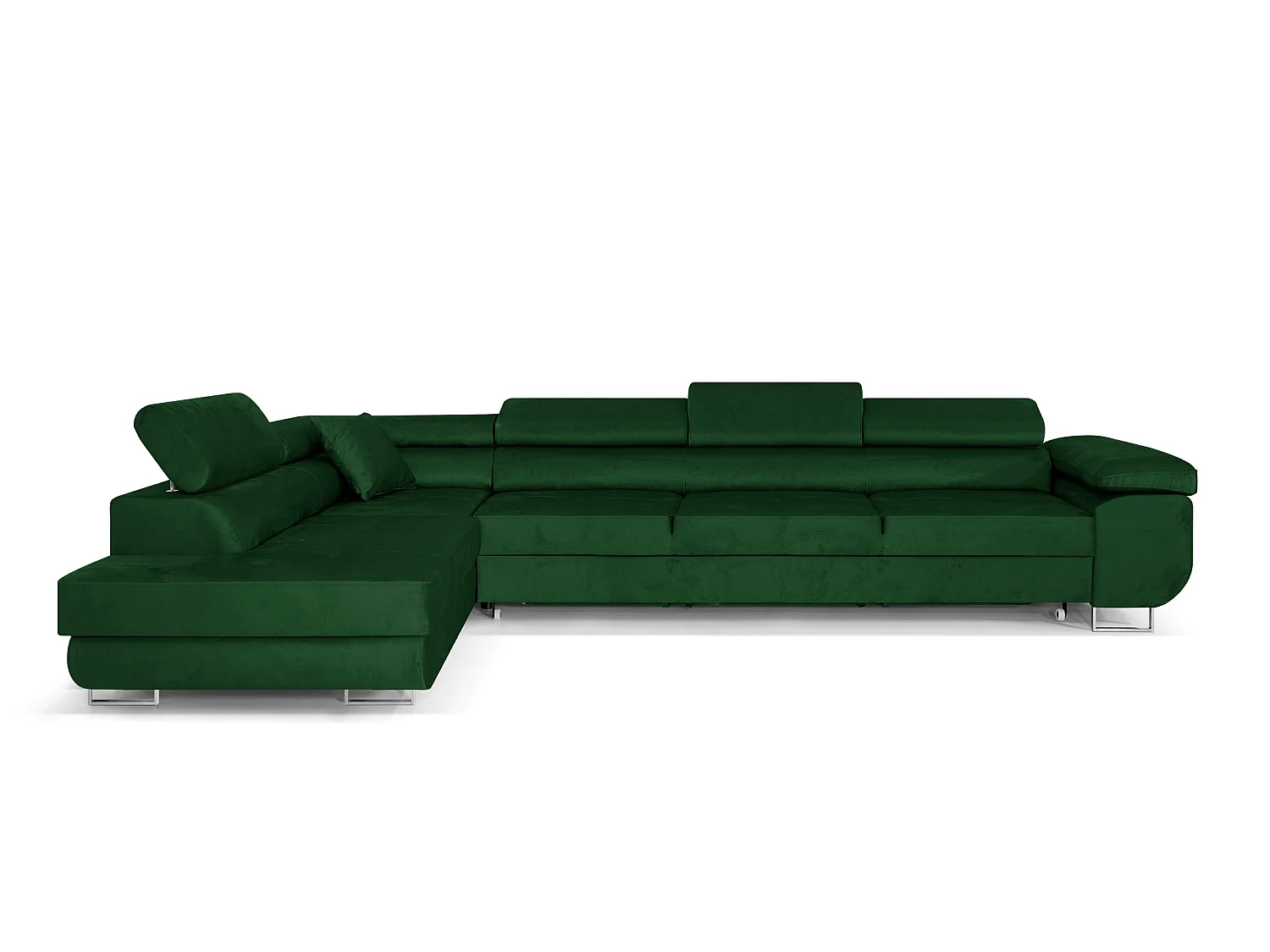 Canapé-Lit Comfortino PASTI XL en Forme de L avec Rangement Velours Vert 3 Places Style Moderne