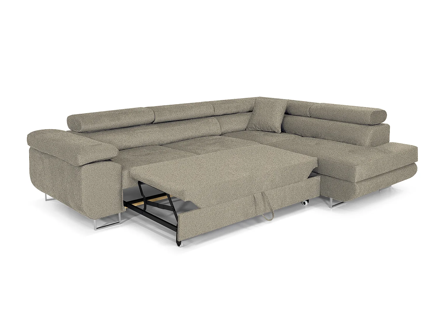 Canapé-Lit Comfortino PASTI XL en Forme de L avec Rangement Velours Vert 3 Places Style Moderne