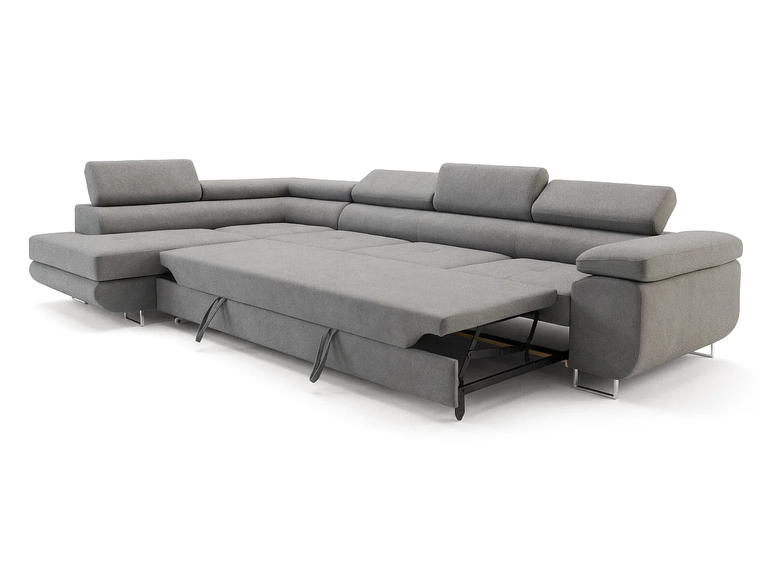Comfortino Furniture NOTA Canapé-lit en Velours en Forme de L avec Rangement Gris Anthracite Angle Droit