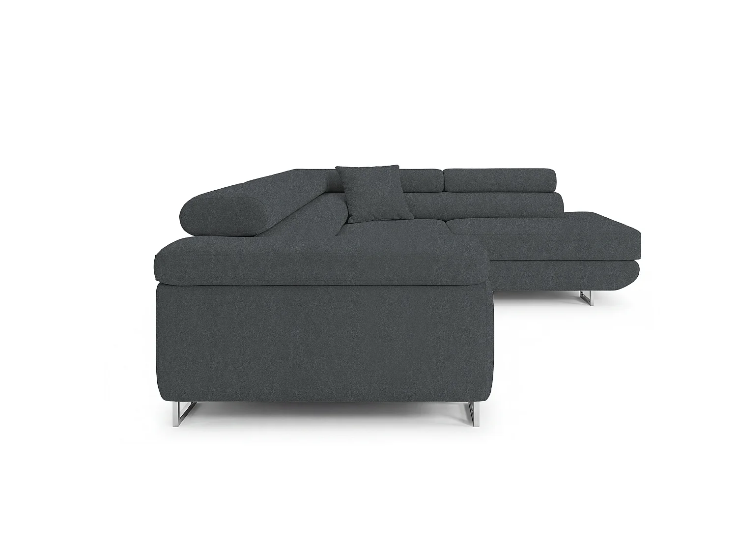 Comfortino Furniture NOTA Canapé-lit en Forme de L en Velours avec Rangement Bleu Foncé Angle Gauche