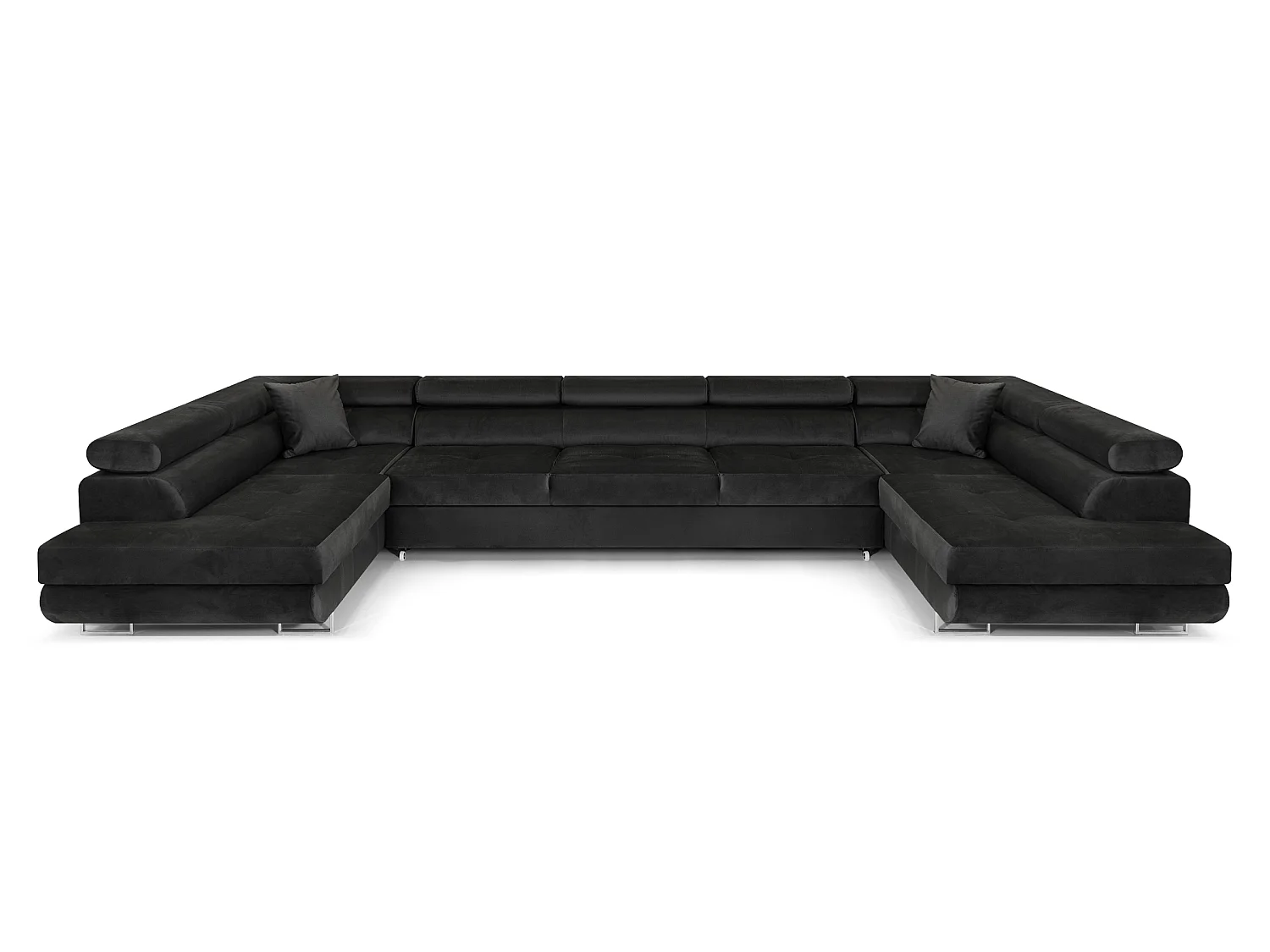 Canapé-Lit Moderne en Forme de U Noir avec Rangement - COMFORTINO FURNITURE BIG PASTI U