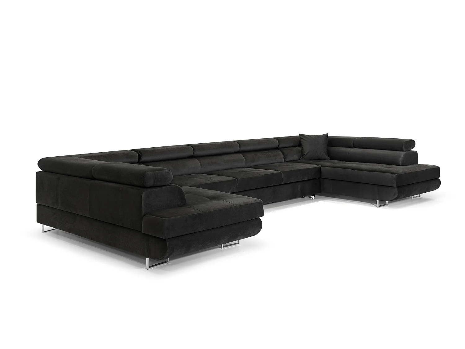 Canapé-Lit Moderne en Forme de U Noir avec Rangement - COMFORTINO FURNITURE BIG PASTI U