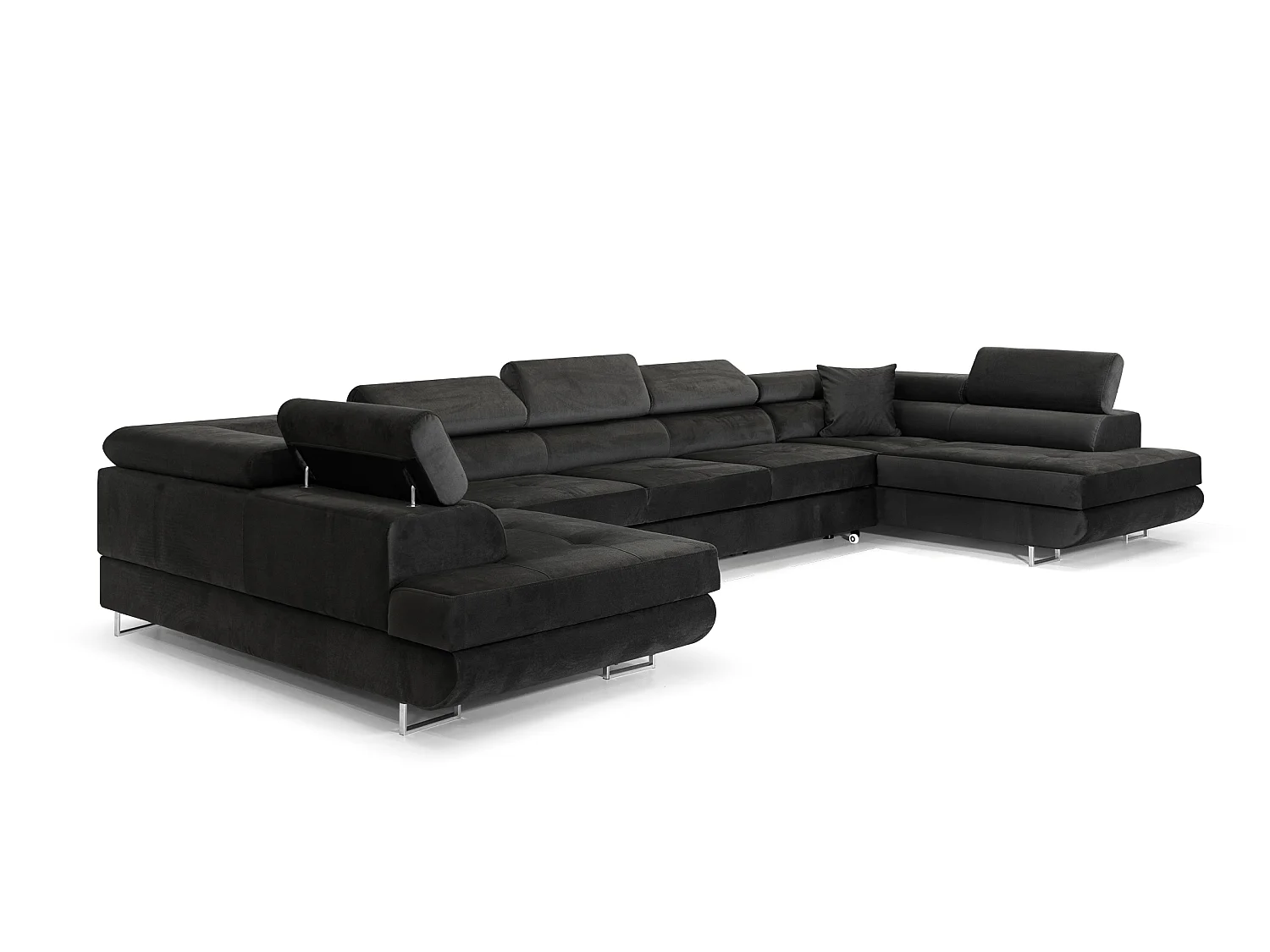 Canapé-Lit Moderne en Forme de U Noir avec Rangement - COMFORTINO FURNITURE BIG PASTI U