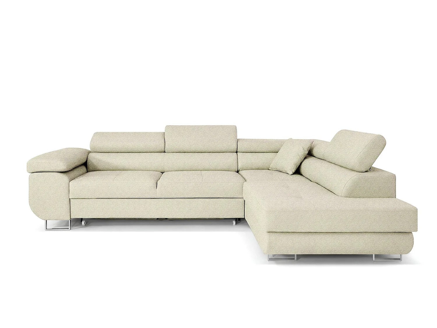 MEUBLE COMFORTINO PASTI Canapé-lit en Forme de L avec Rangement Crème Angle Droit Design Moderne