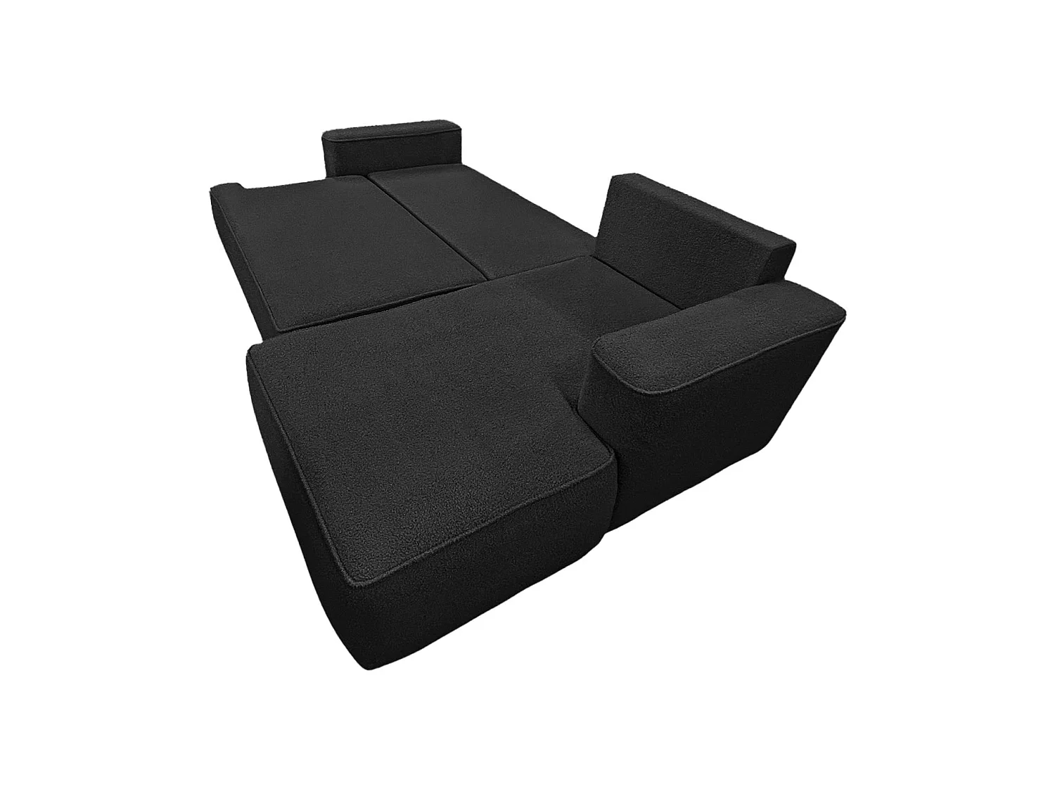 Canapé-Lit en L COMFORTINO FURNITURE Paris avec Rangement, Velours Noir 3 Places Canapé d'Angle Moderne