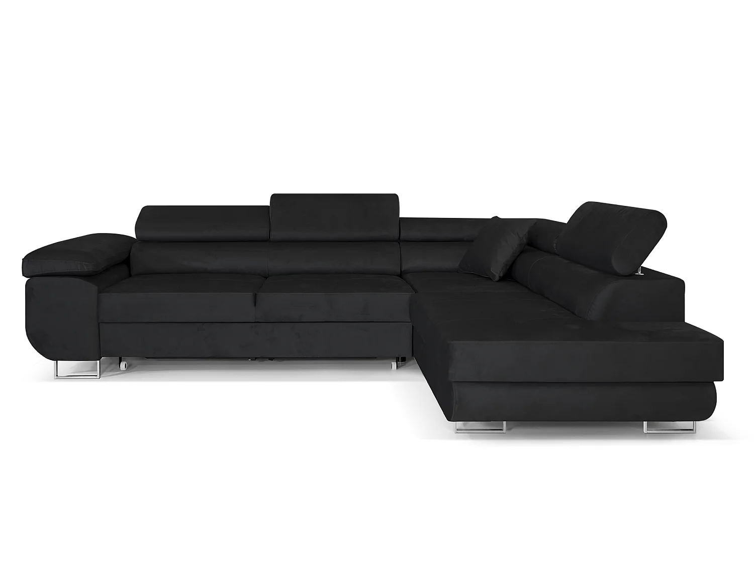 Canapé-lit Comfortino Furniture NOLA L-Form en Velours avec Rangement Gris Clair Angle Gauche 3 Places