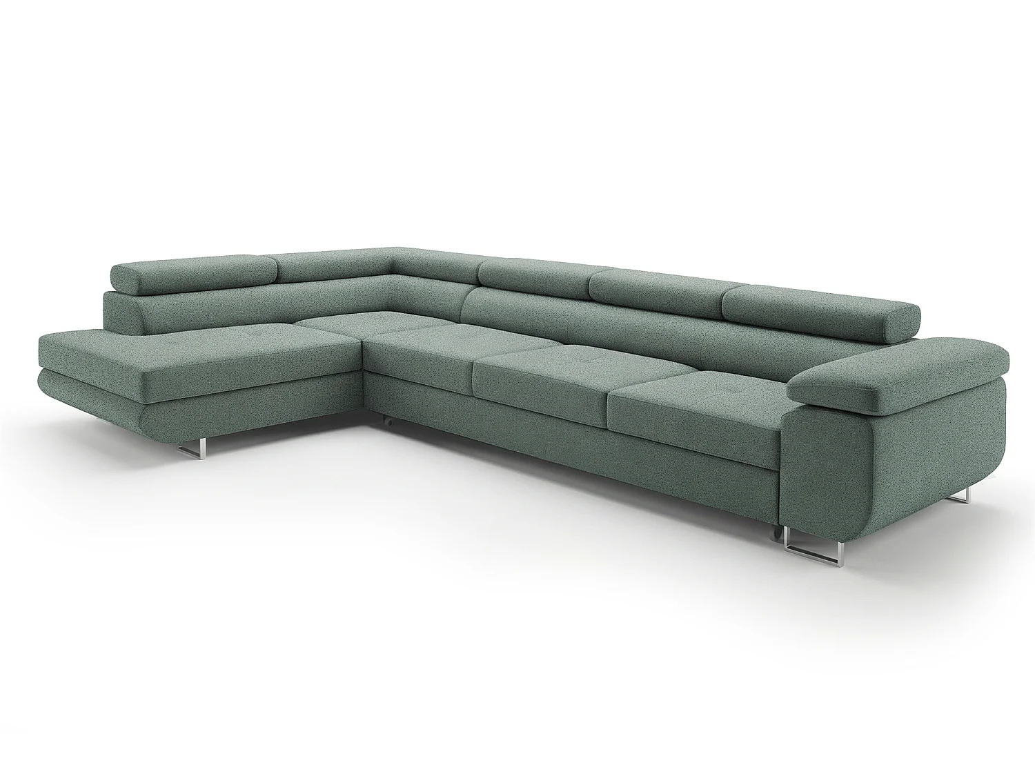 Canapé-Lit Moderne en Forme de L Vert Menthe avec Compartiment de Rangement - PASTI XL