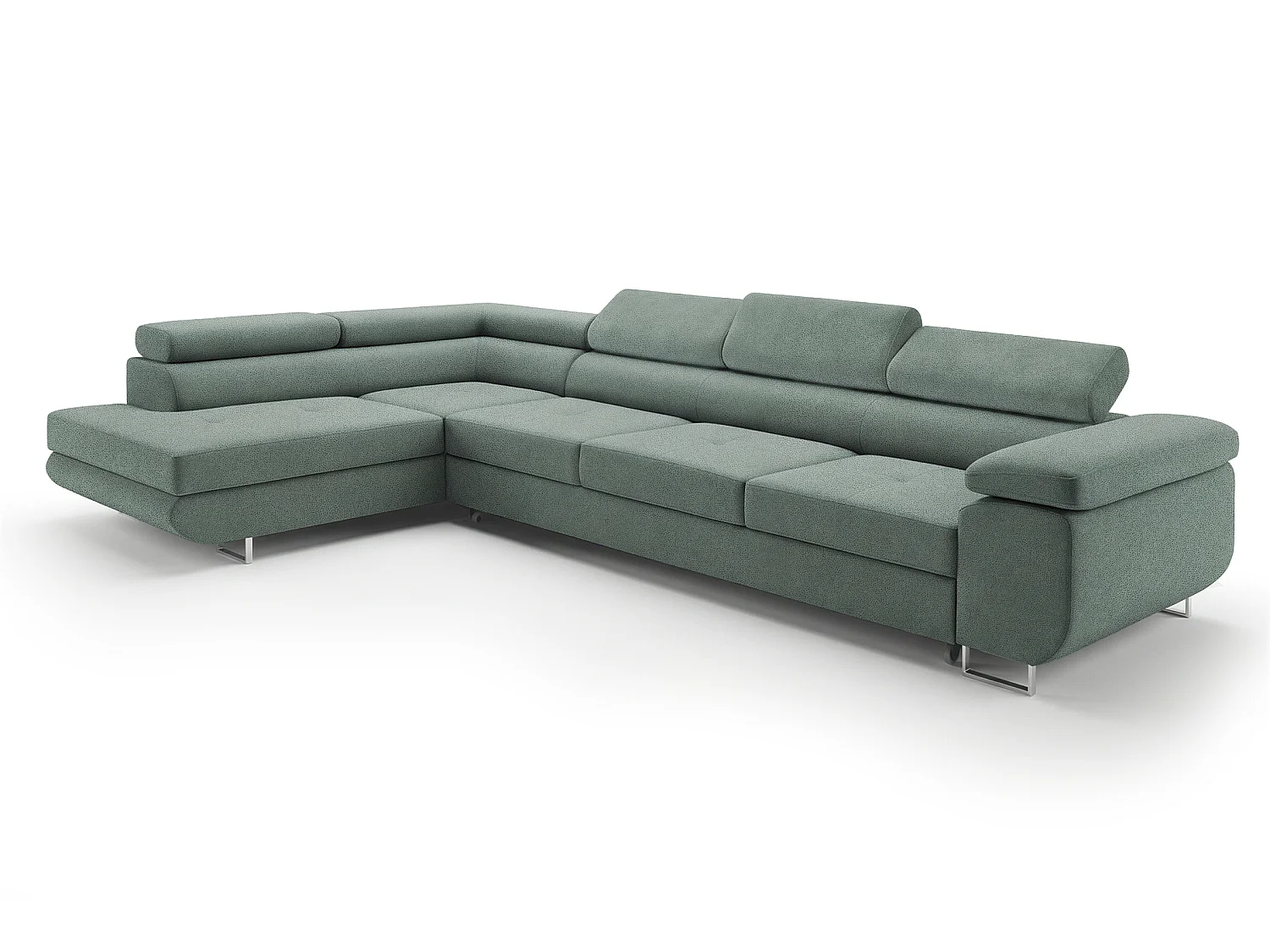 Canapé-Lit Moderne en Forme de L Vert Menthe avec Compartiment de Rangement - PASTI XL