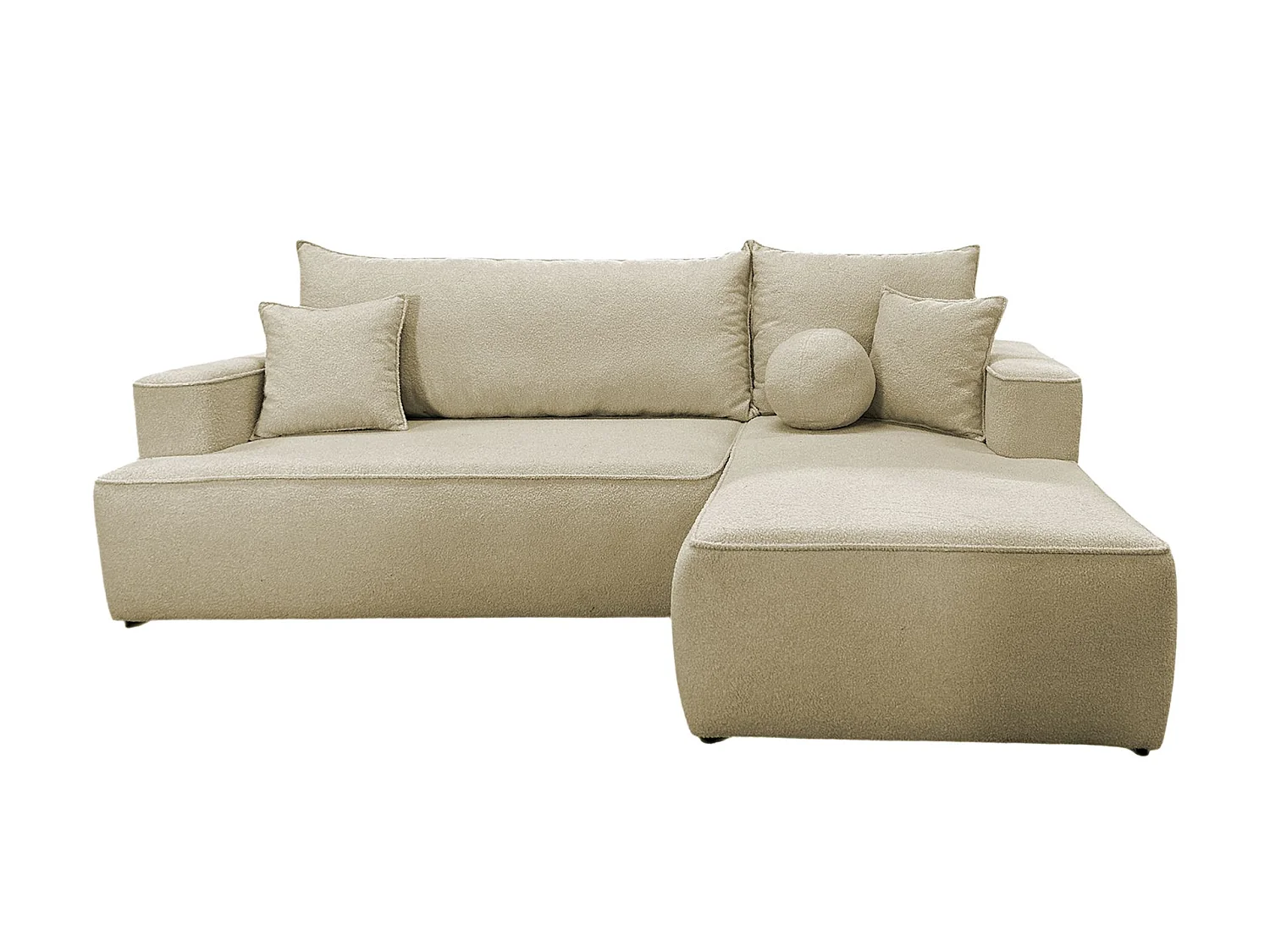 COMFORTINO FURNITURE Paris Forme L Beige Tissu Canapé 3 Places avec Fonction de Couchage et Rangement