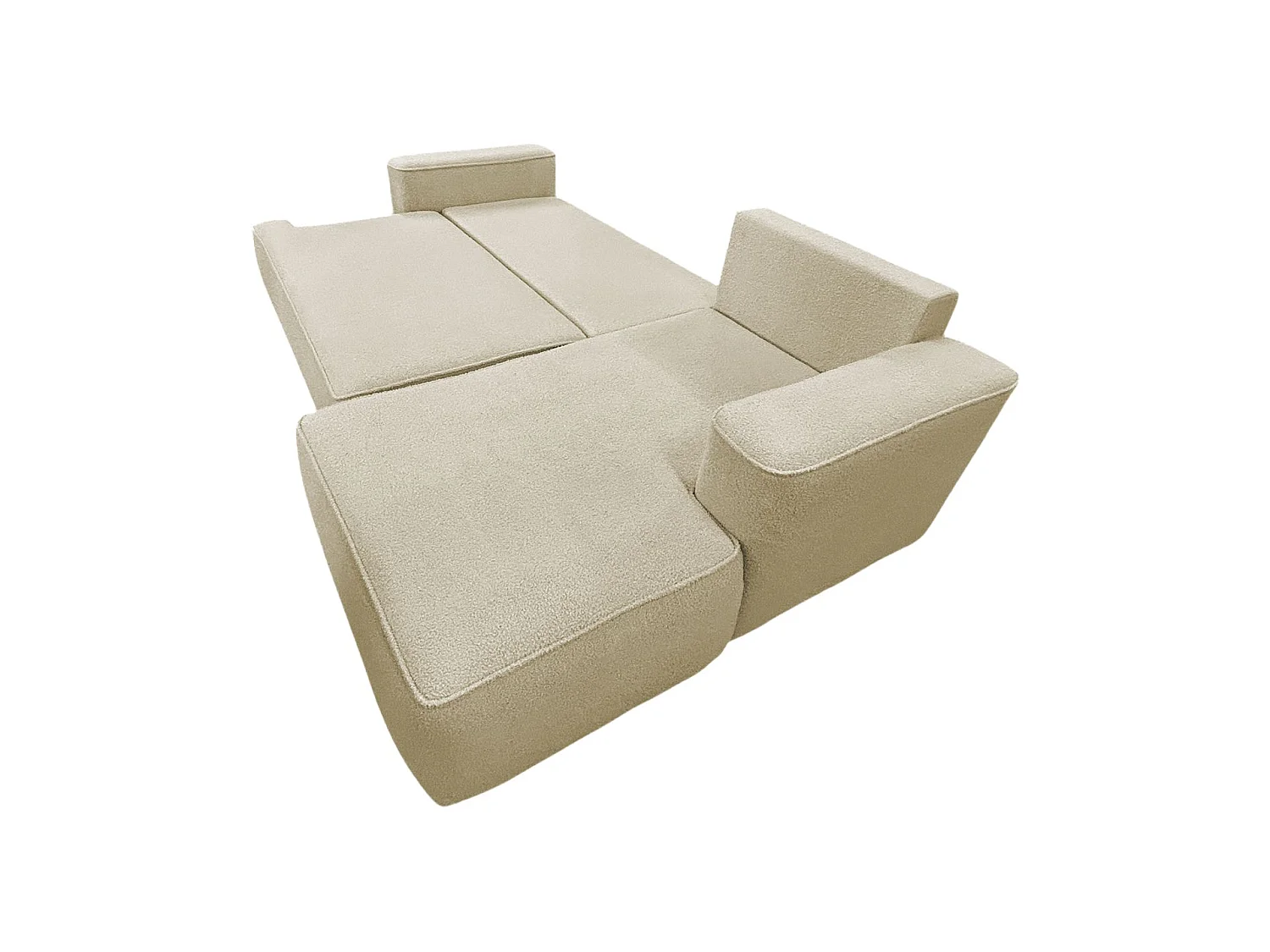 COMFORTINO FURNITURE Paris Forme L Beige Tissu Canapé 3 Places avec Fonction de Couchage et Rangement