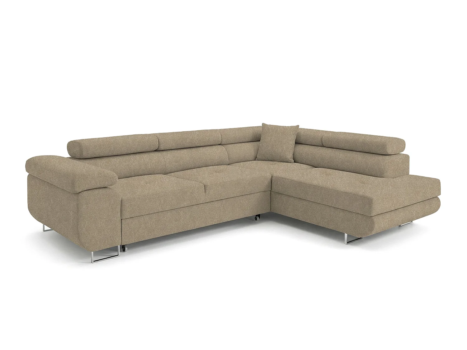 Meubles Comfortino PASTI Canapé d'Angle en Forme de L avec Rangement Beige Sable Droit