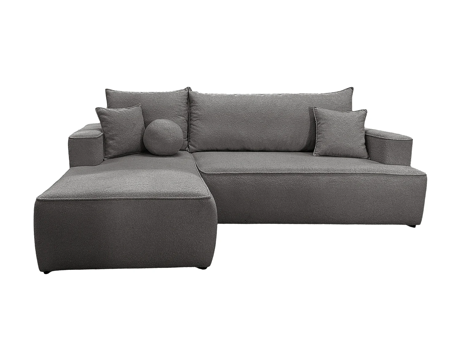 Canapé-lit en velours en forme de L COMFORTINO FURNITURE avec rangement Luna Gris clair Angle gauche