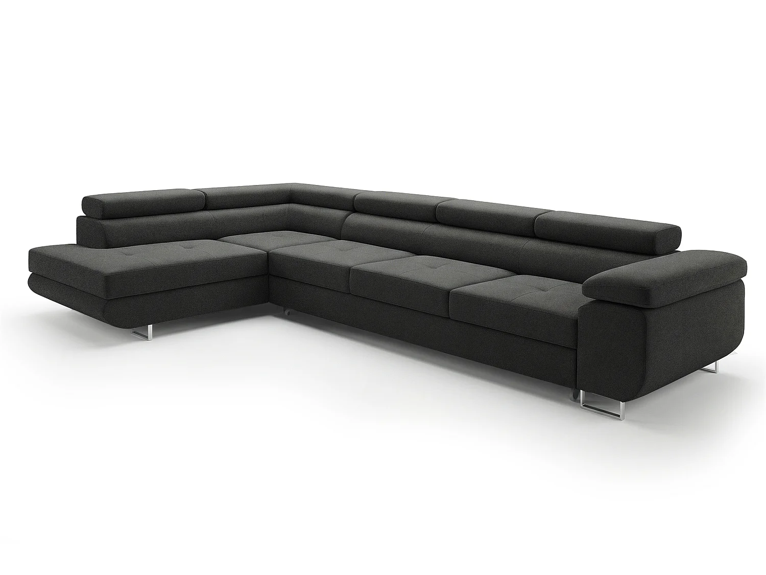 Canapé-Lit Moderne en Forme de L Gris Anthracite avec Rangement - PASTI XL